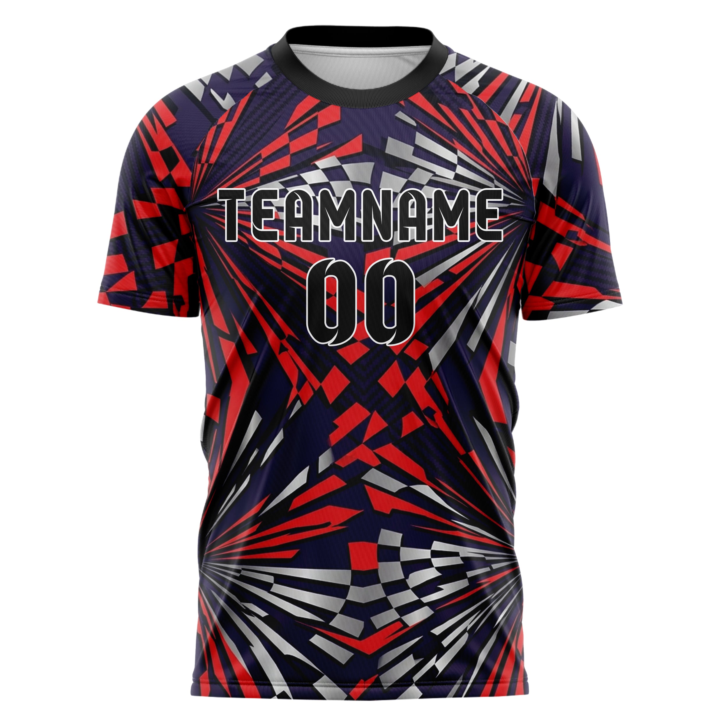 Midnight Purple Red Silver Black Checkered Flag Fracture Custom Soccer Jersey