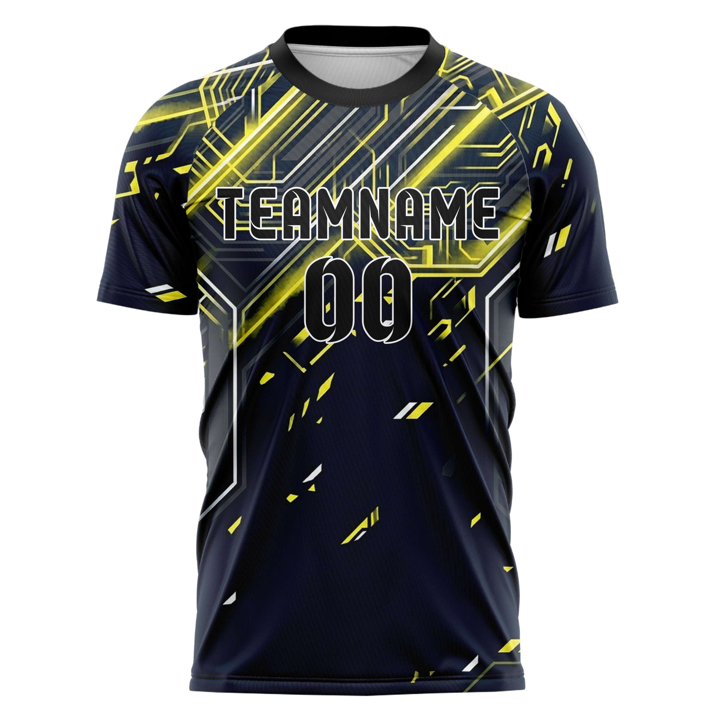 Navy Yellow White Graphite Night Circuit Neon Custom Soccer Jersey