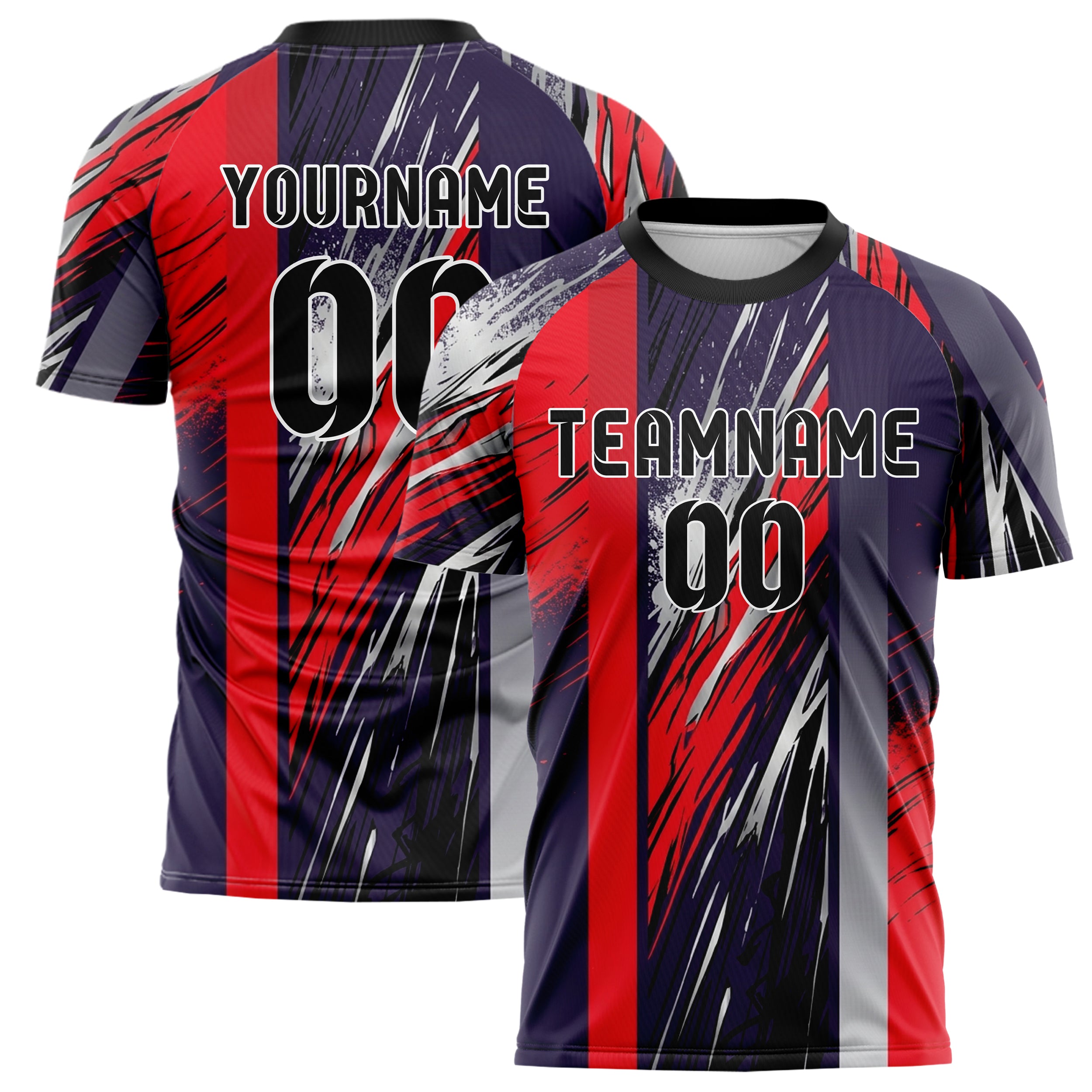 Midnight Purple Red Silver Black Rain Race Spray Custom Soccer Jersey