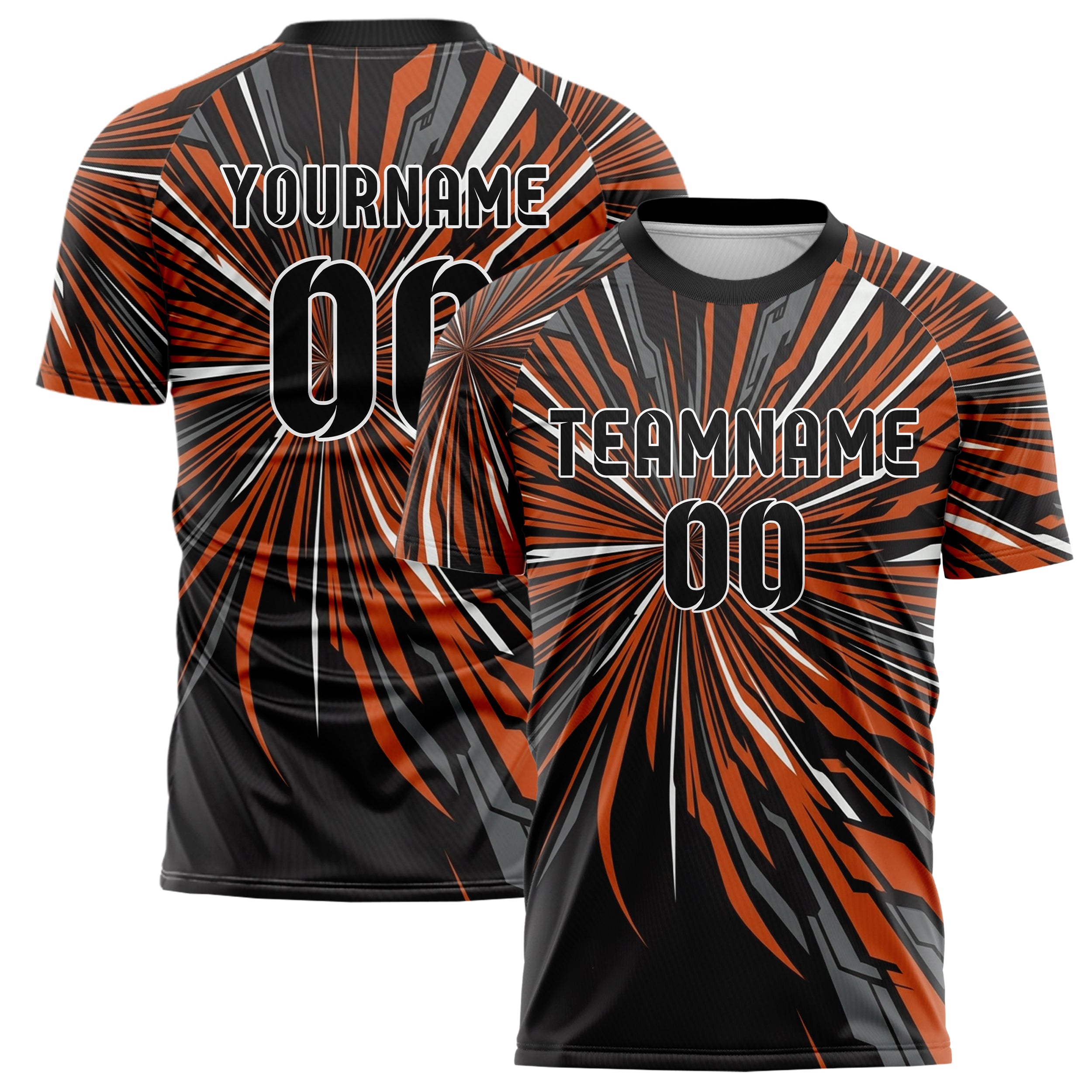 Black Orange White Gunmetal Apex Speed Lines Custom Soccer Jersey