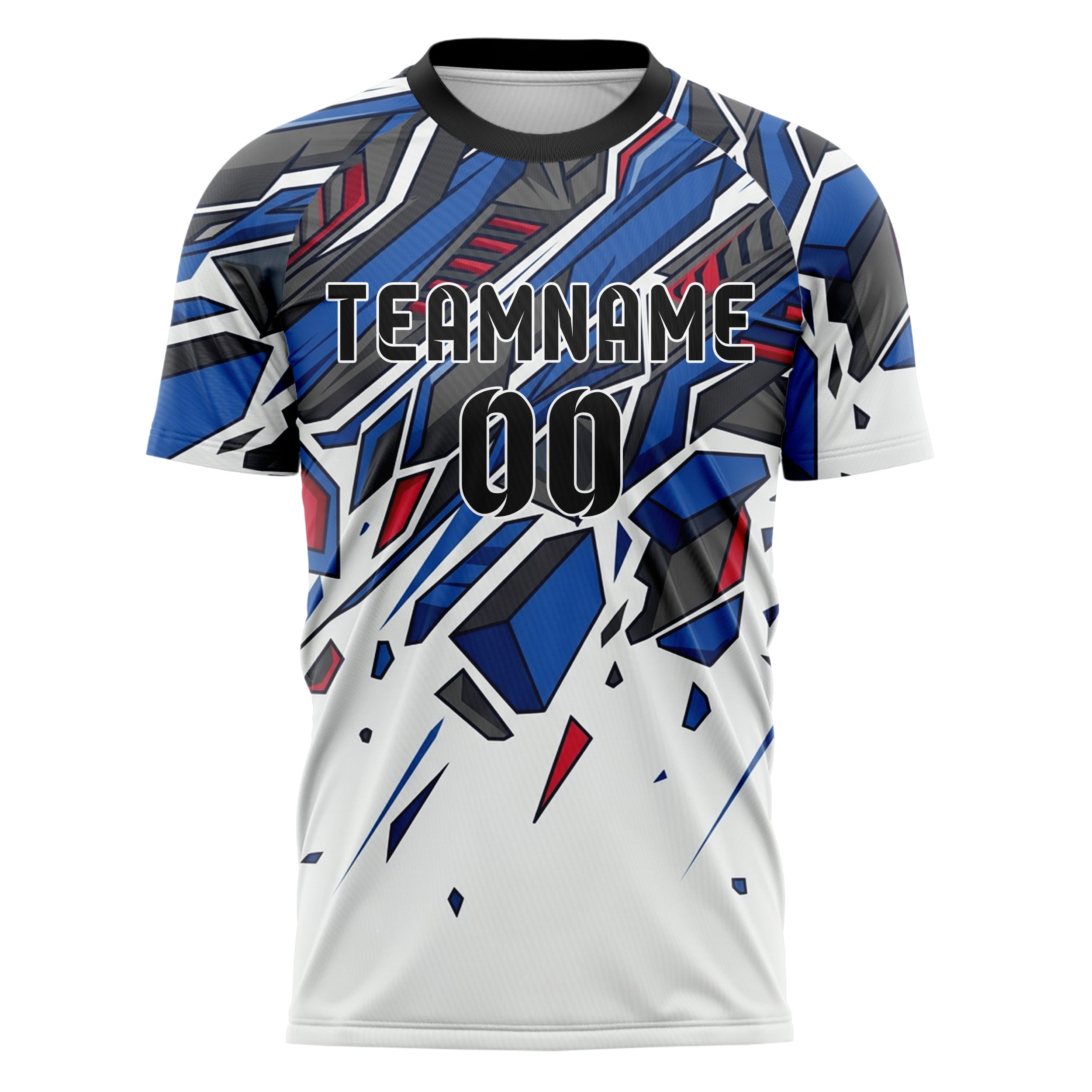 White Cobalt Crimson Charcoal Carbon Aero Armor Custom Soccer Jersey