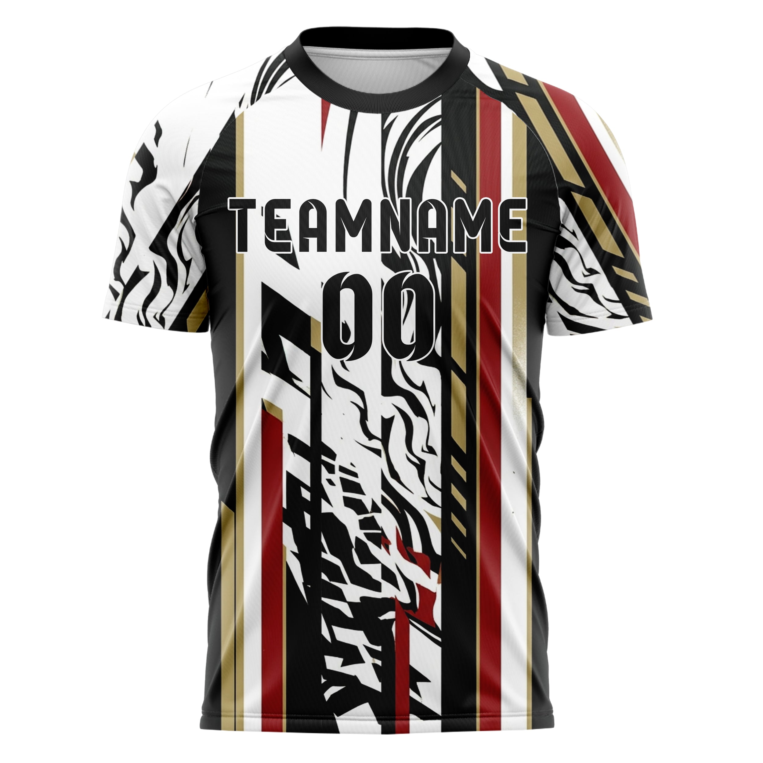 White Black Gold Red Heat Haze Burnout Custom Soccer Jersey