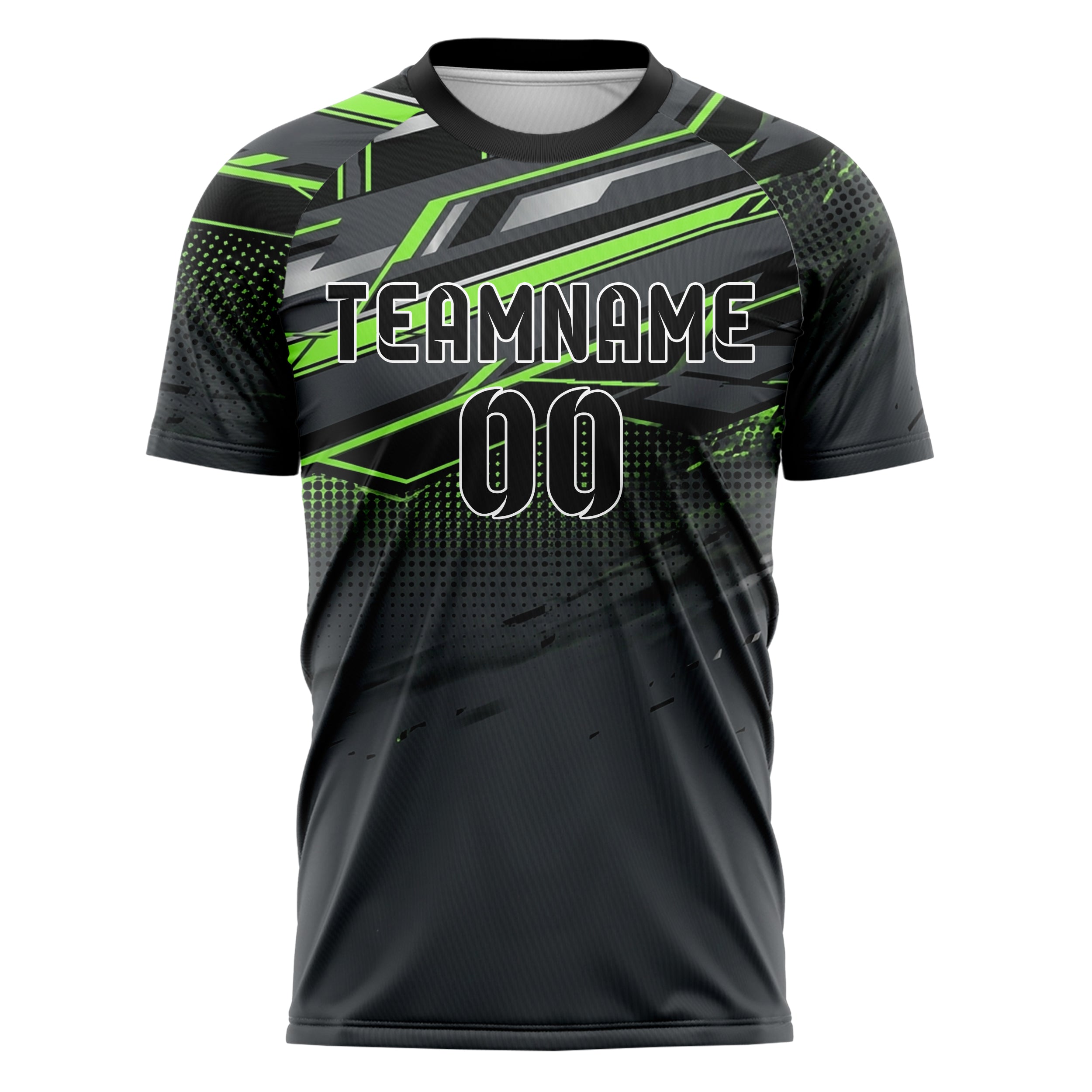 Carbon Acid Green Black Silver Pitlane Stripe Architecture Custom Soccer Jersey