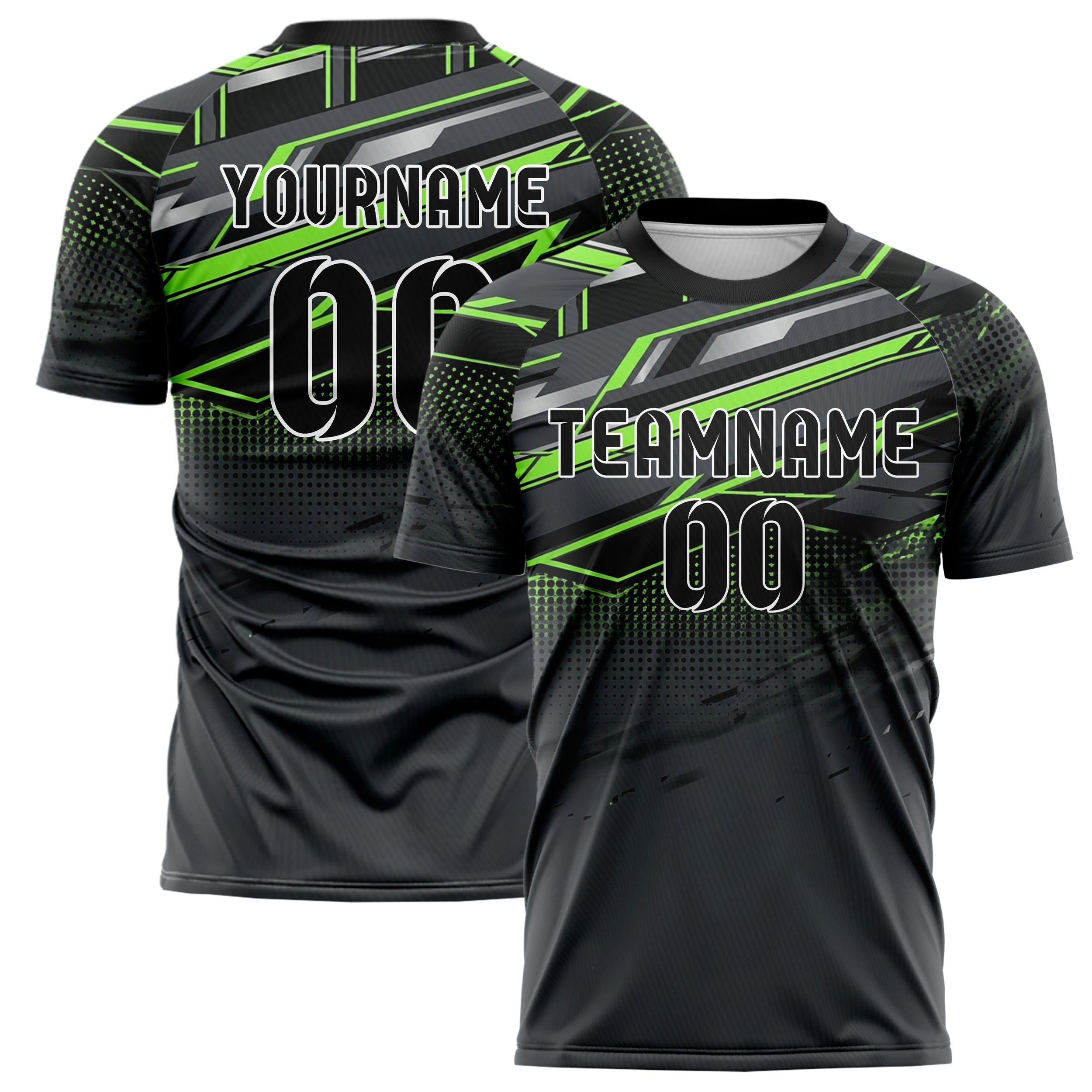 Carbon Acid Green Black Silver Pitlane Stripe Architecture Custom Soccer Jersey