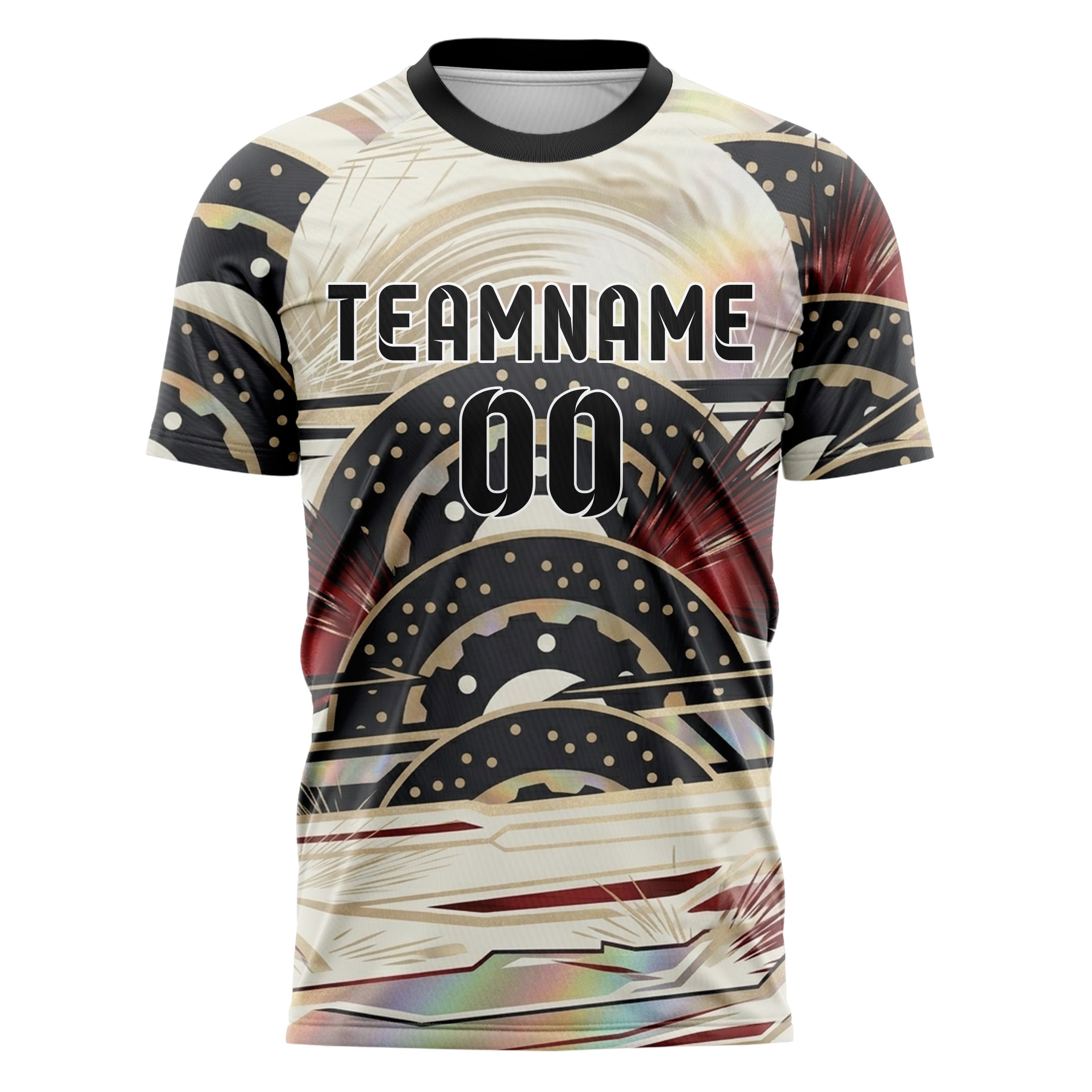 White Black Gold Red Brake Rotor Sparks Custom Soccer Jersey