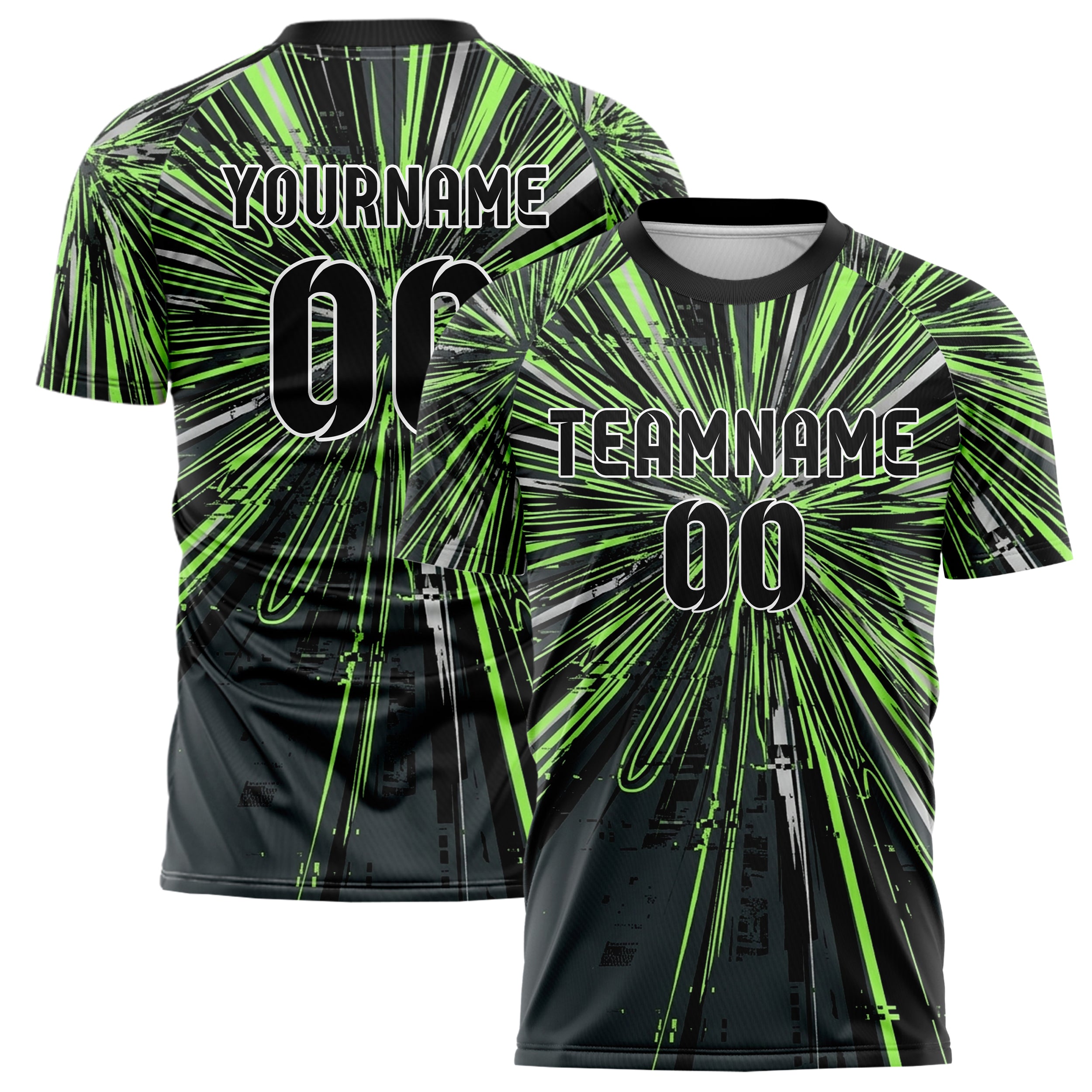 Carbon Acid Green Black Silver Night Circuit Neon Custom Soccer Jersey