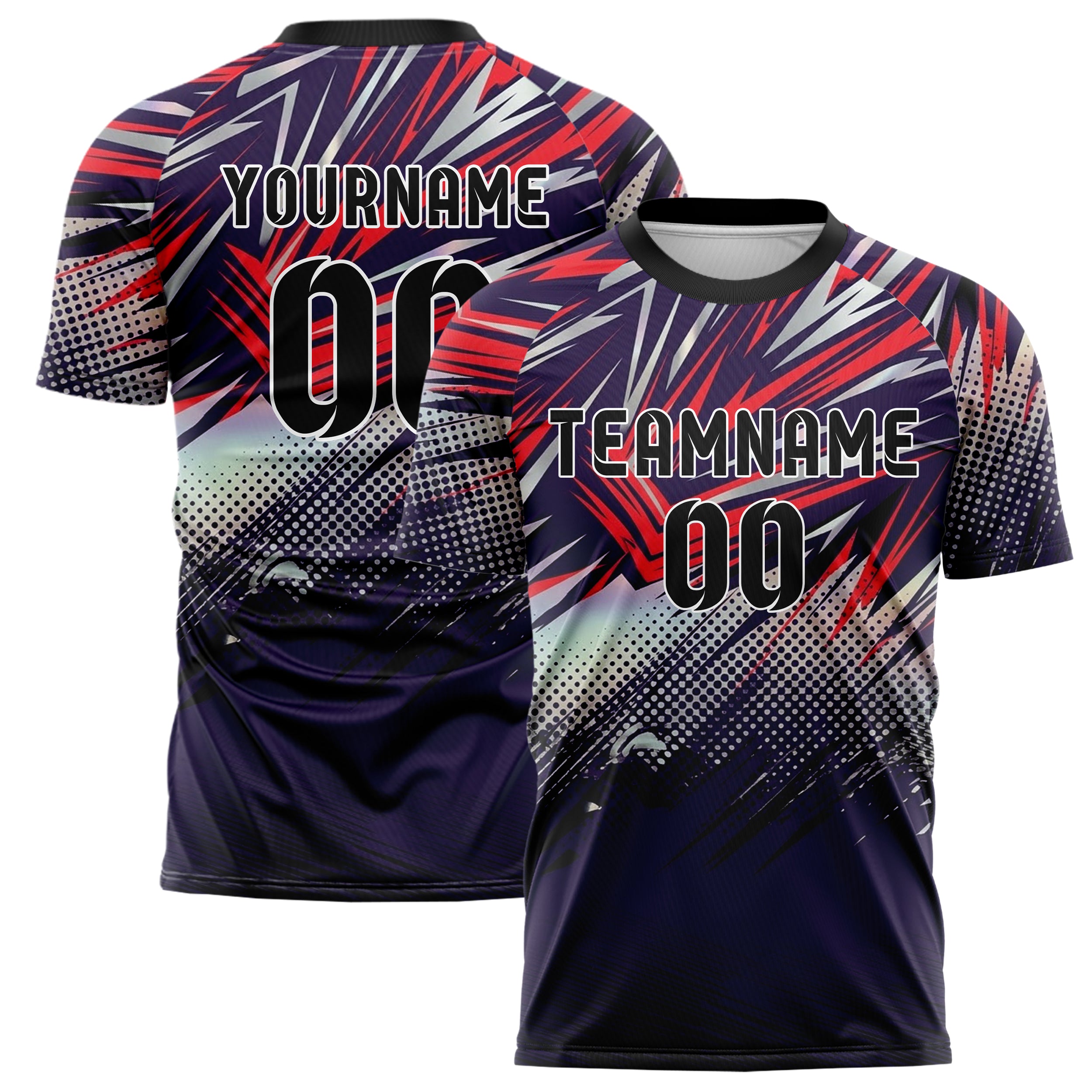 Midnight Purple Red Silver Black Apex Speed Lines Custom Soccer Jersey