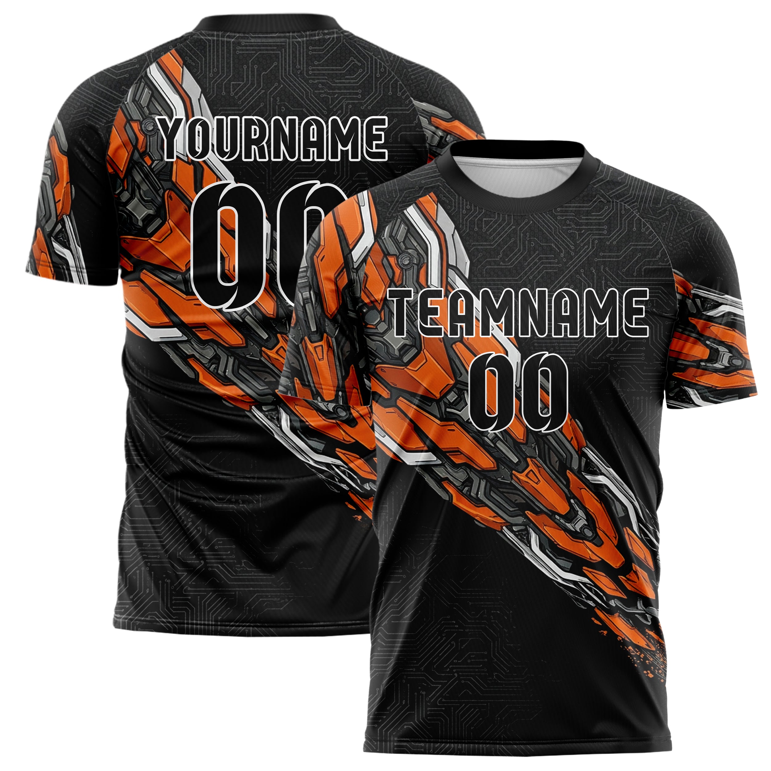 Black Orange White Gunmetal Endurance Livery Blocks Custom Soccer Jersey