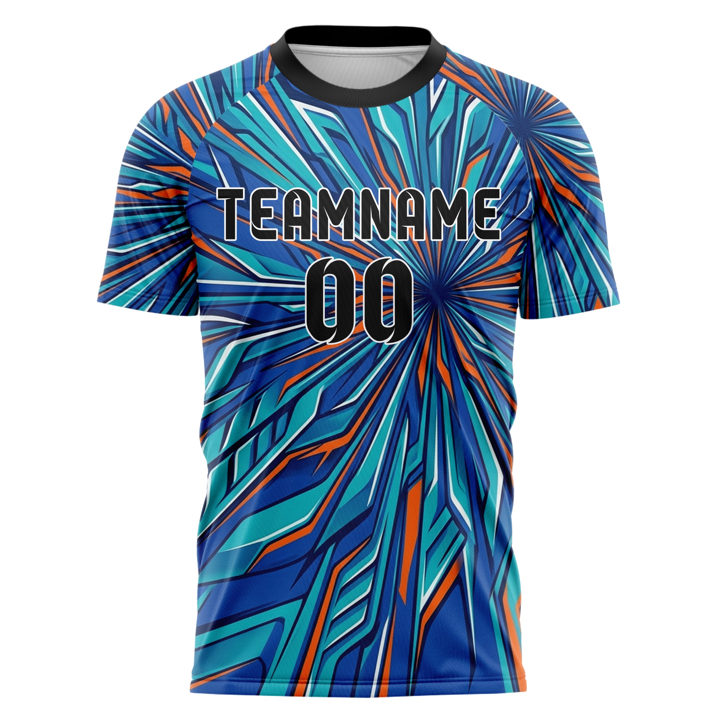 Royal Blue Teal Orange White Carbon Aero Armor Custom Soccer Jersey