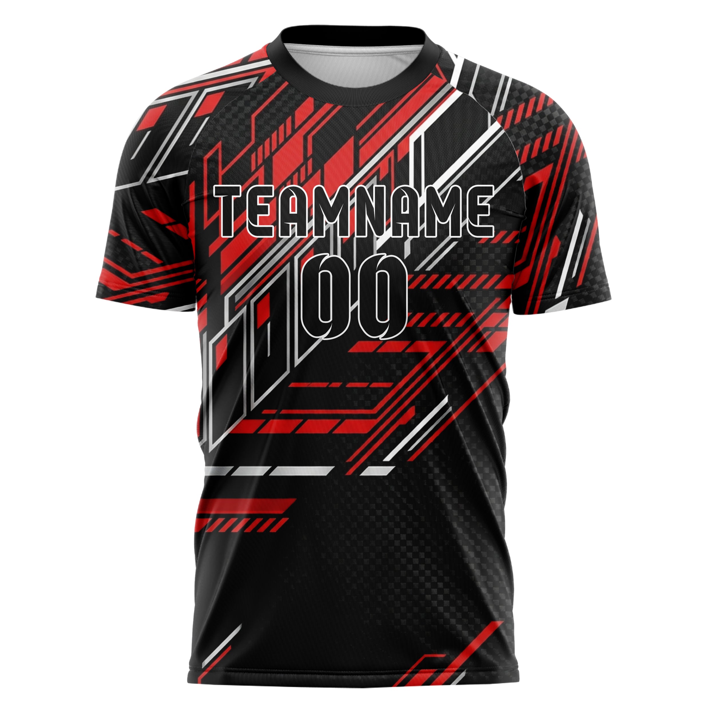 Black Red White Silver Pitlane Stripe Architecture Custom Soccer Jersey