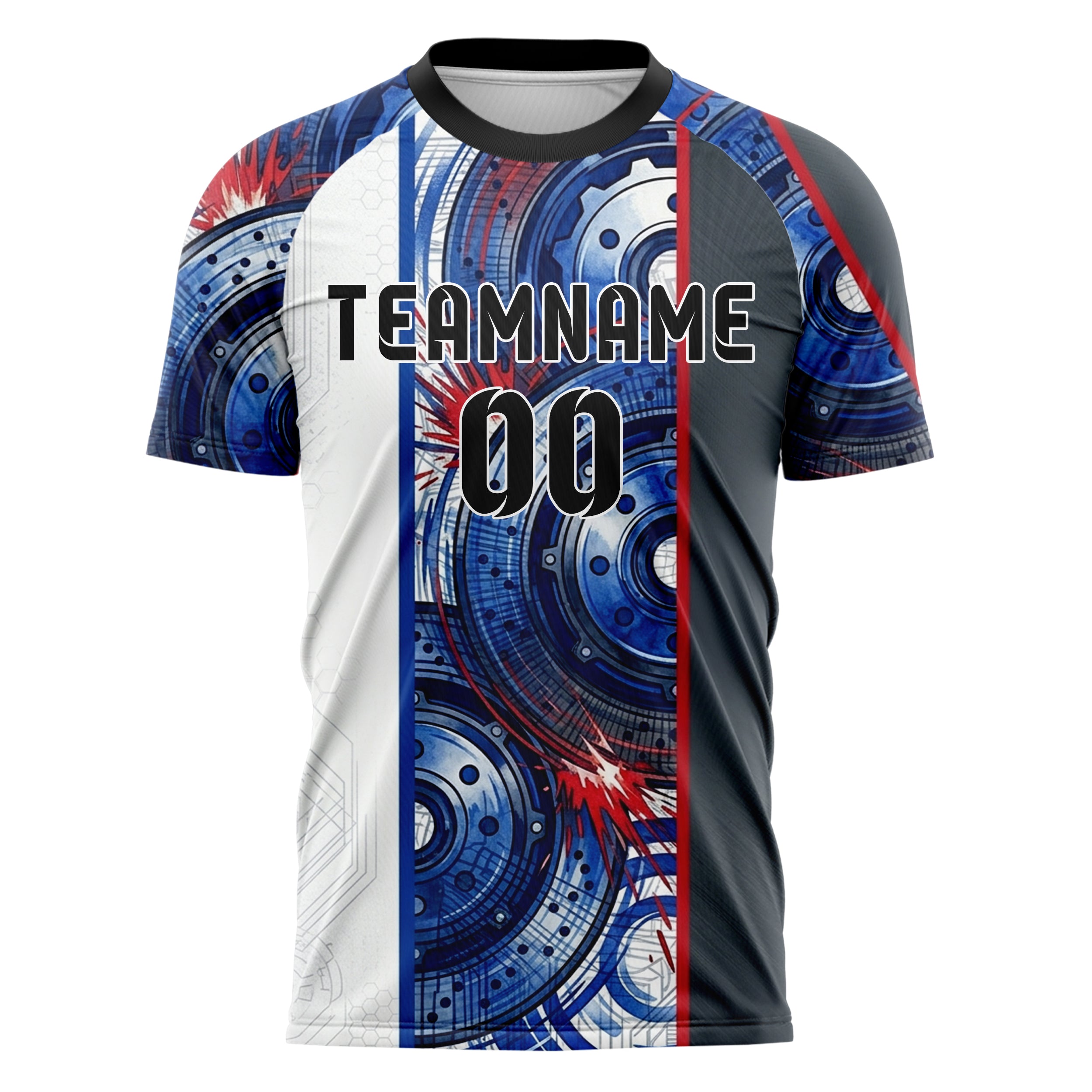 White Cobalt Crimson Charcoal Brake Rotor Sparks Custom Soccer Jersey