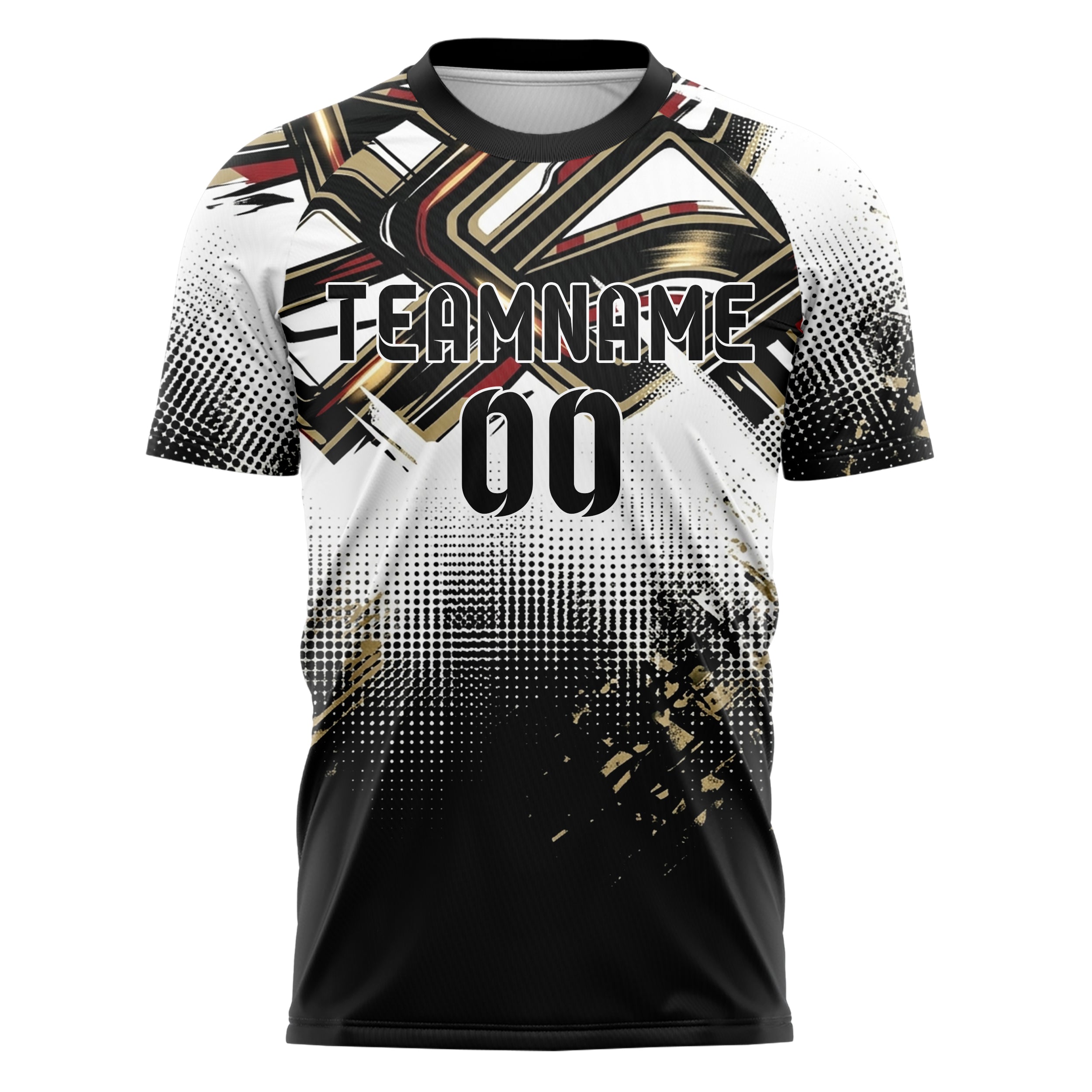 White Black Gold Red Night Circuit Neon Custom Soccer Jersey