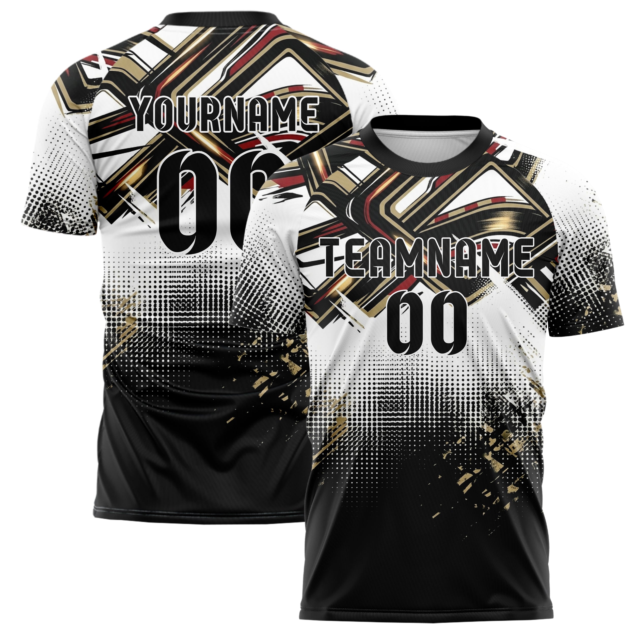 White Black Gold Red Night Circuit Neon Custom Soccer Jersey