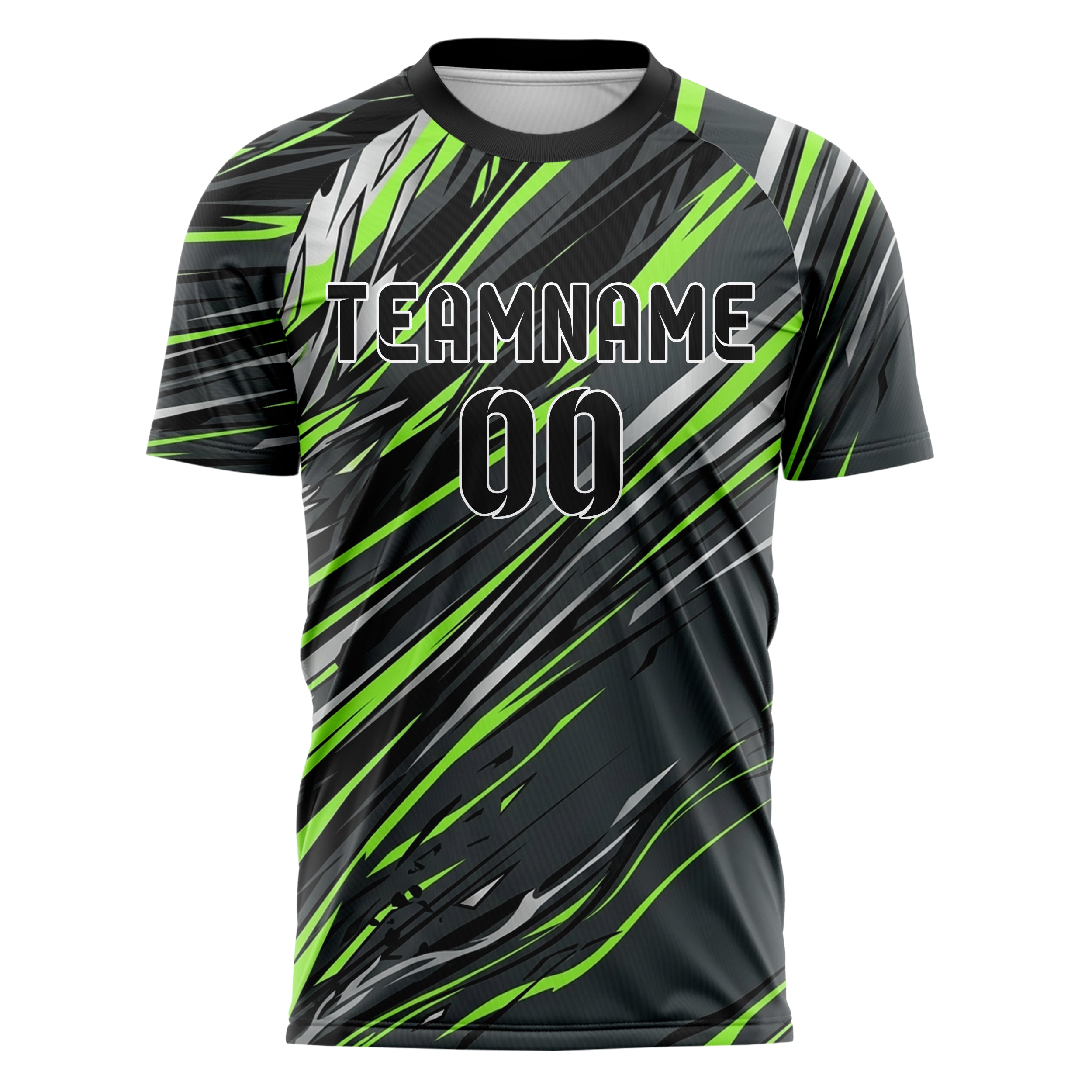 Carbon Acid Green Black Silver Rain Race Spray Custom Soccer Jersey