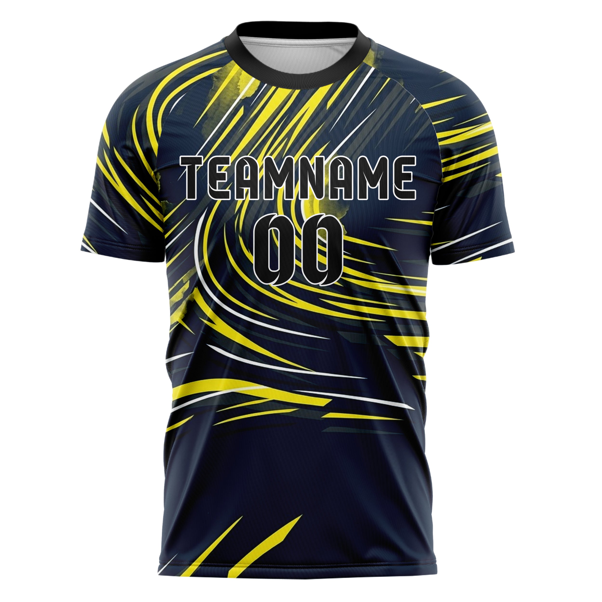 Navy Yellow White Graphite Apex Speed Lines Custom Soccer Jersey