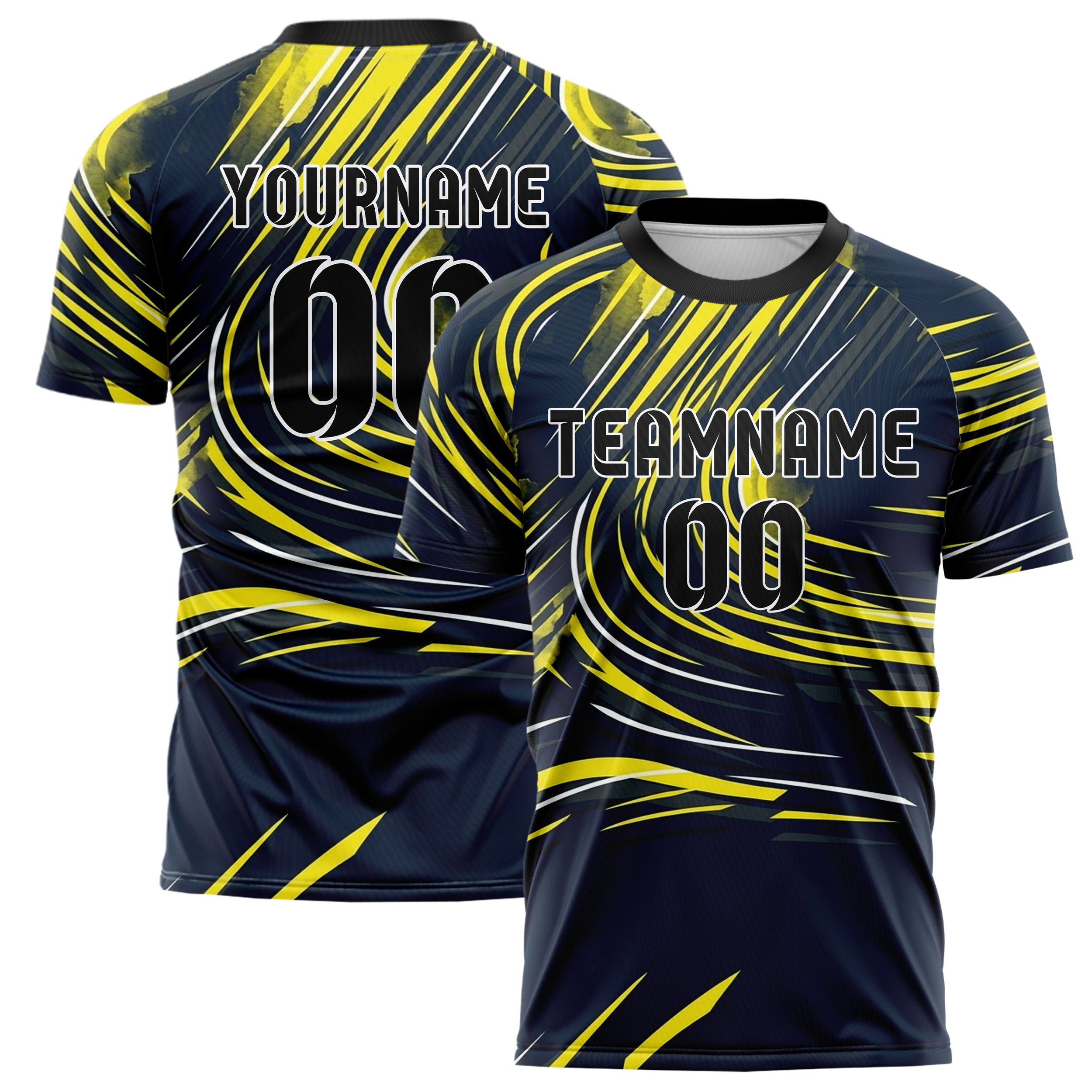 Navy Yellow White Graphite Apex Speed Lines Custom Soccer Jersey