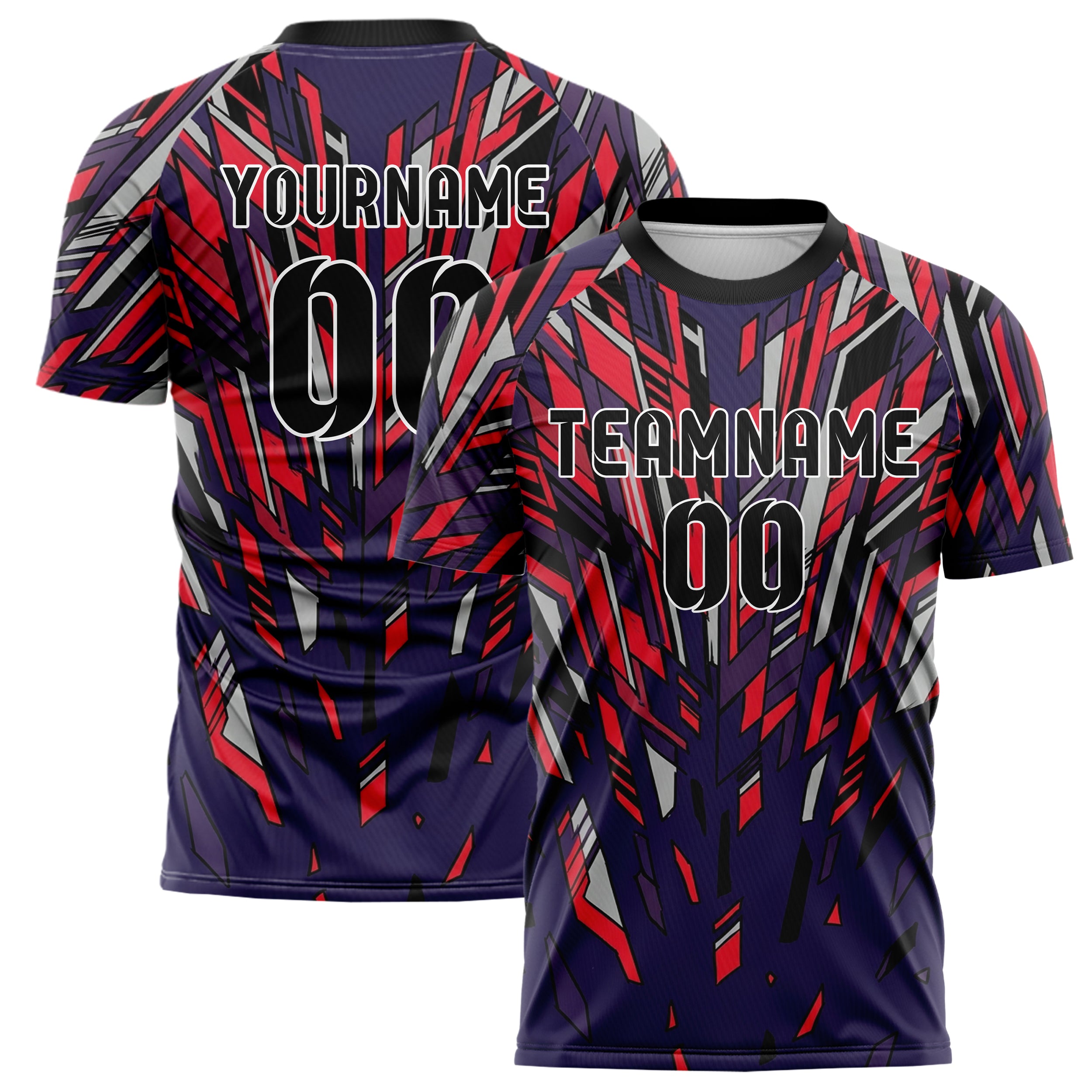 Midnight Purple Red Silver Black Endurance Livery Blocks Custom Soccer Jersey