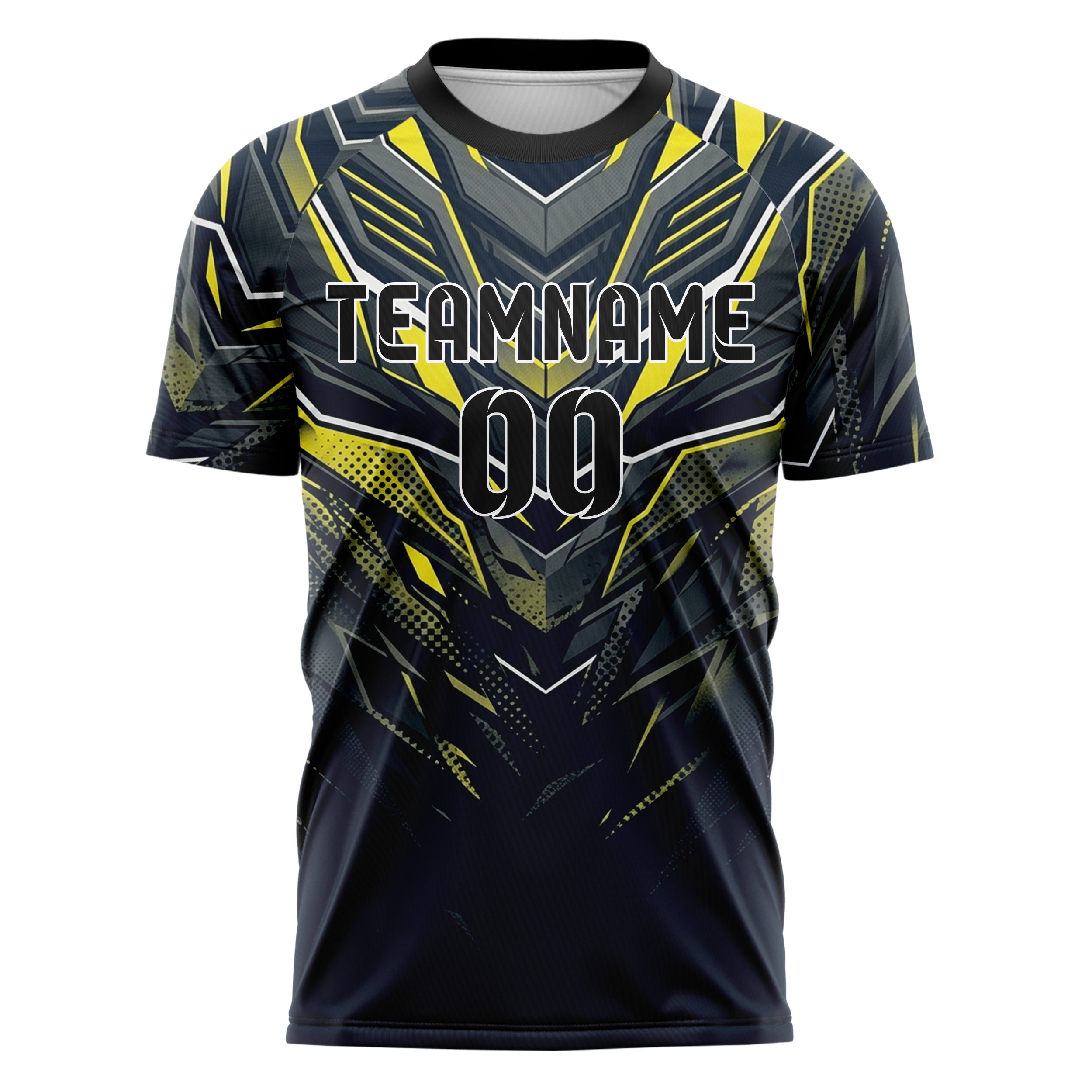 Navy Yellow White Graphite Carbon Aero Armor Custom Soccer Jersey