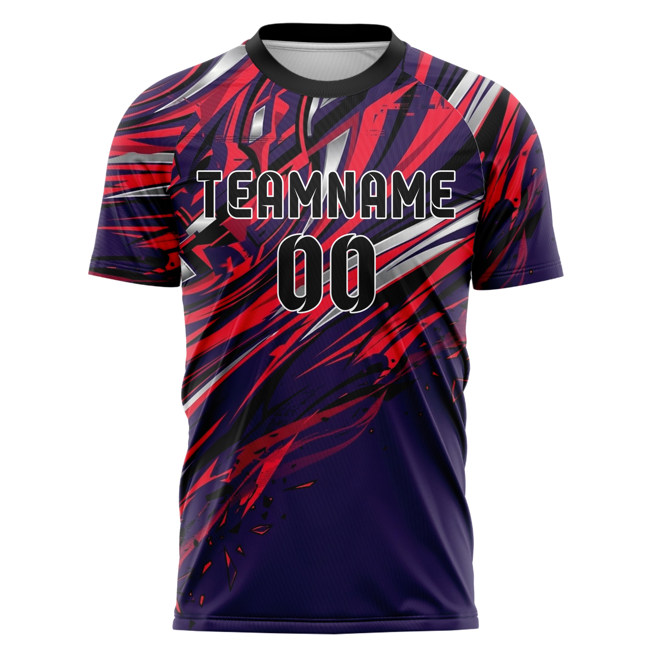 Midnight Purple Red Silver Black Heat Haze Burnout Custom Soccer Jersey