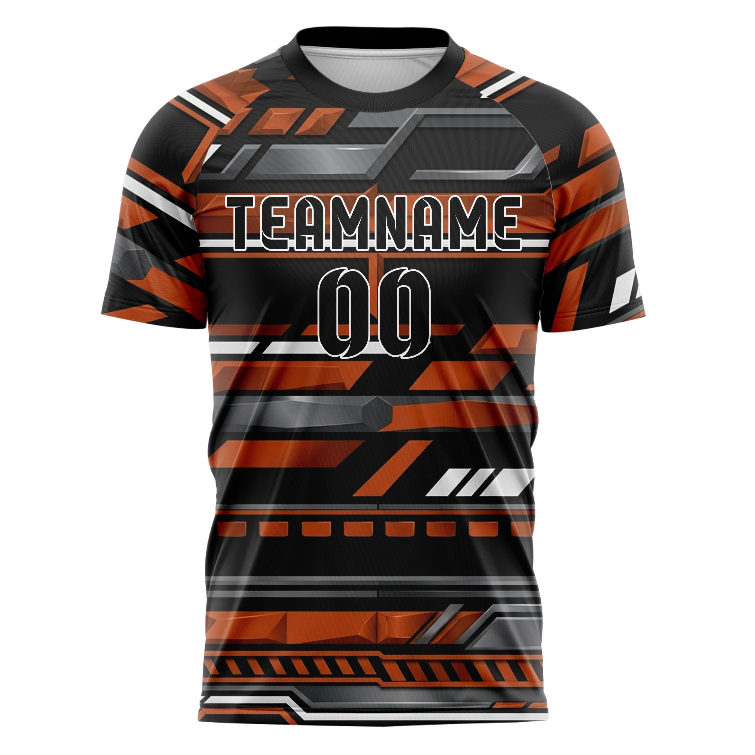 Black Orange White Gunmetal Pitlane Stripe Architecture Custom Soccer Jersey
