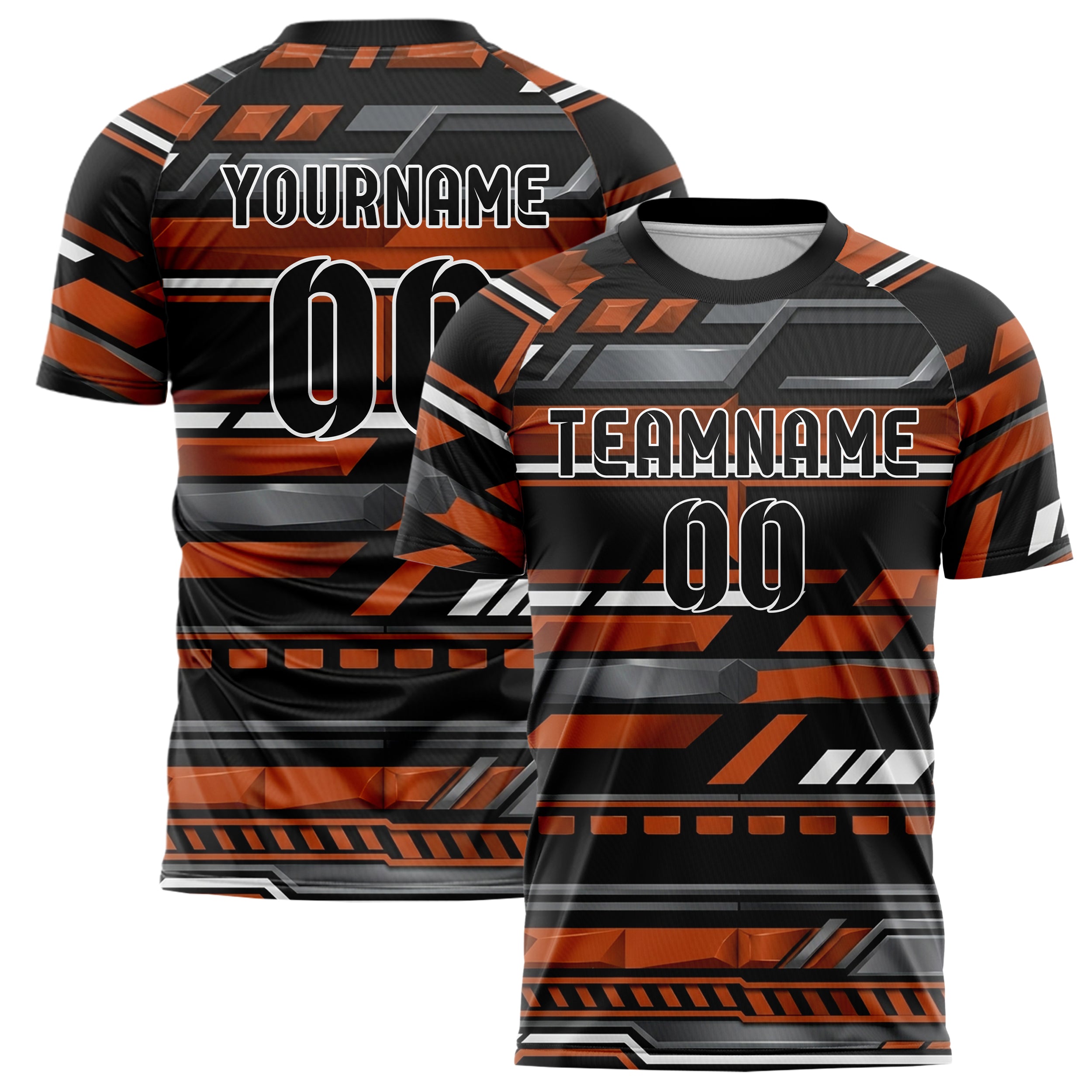 Black Orange White Gunmetal Pitlane Stripe Architecture Custom Soccer Jersey