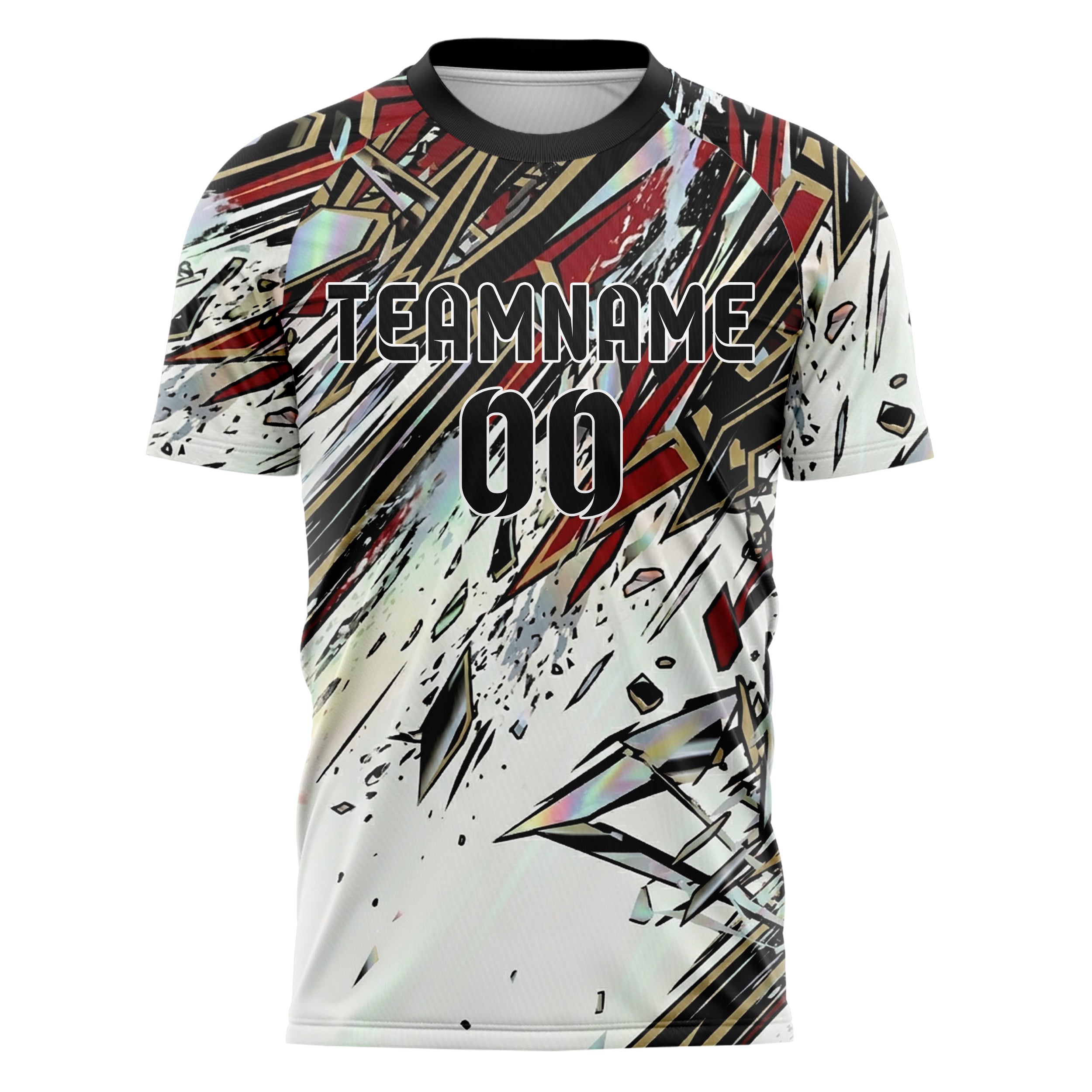 White Black Gold Red Rain Race Spray Custom Soccer Jersey
