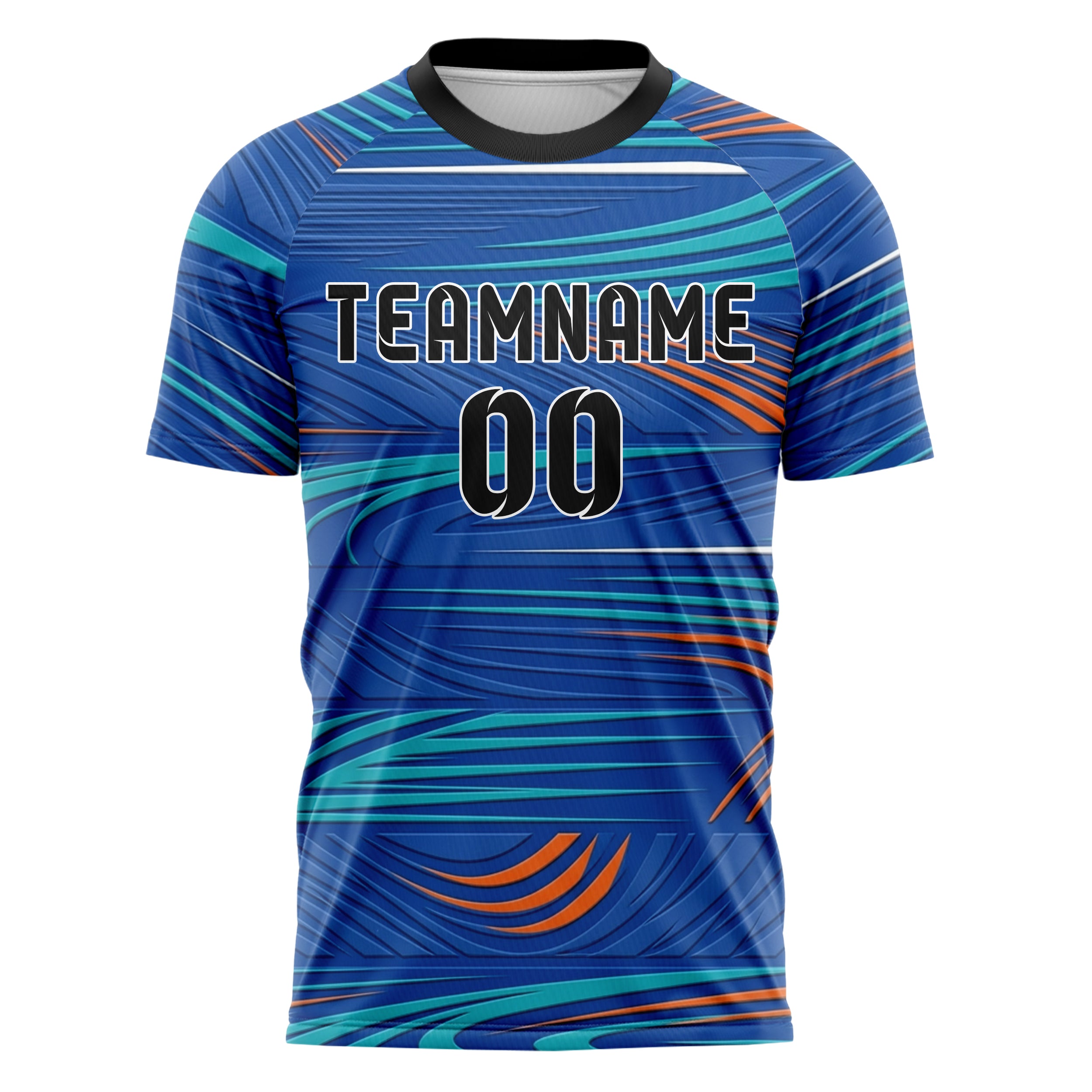 Royal Blue Teal Orange White Apex Speed Lines Custom Soccer Jersey
