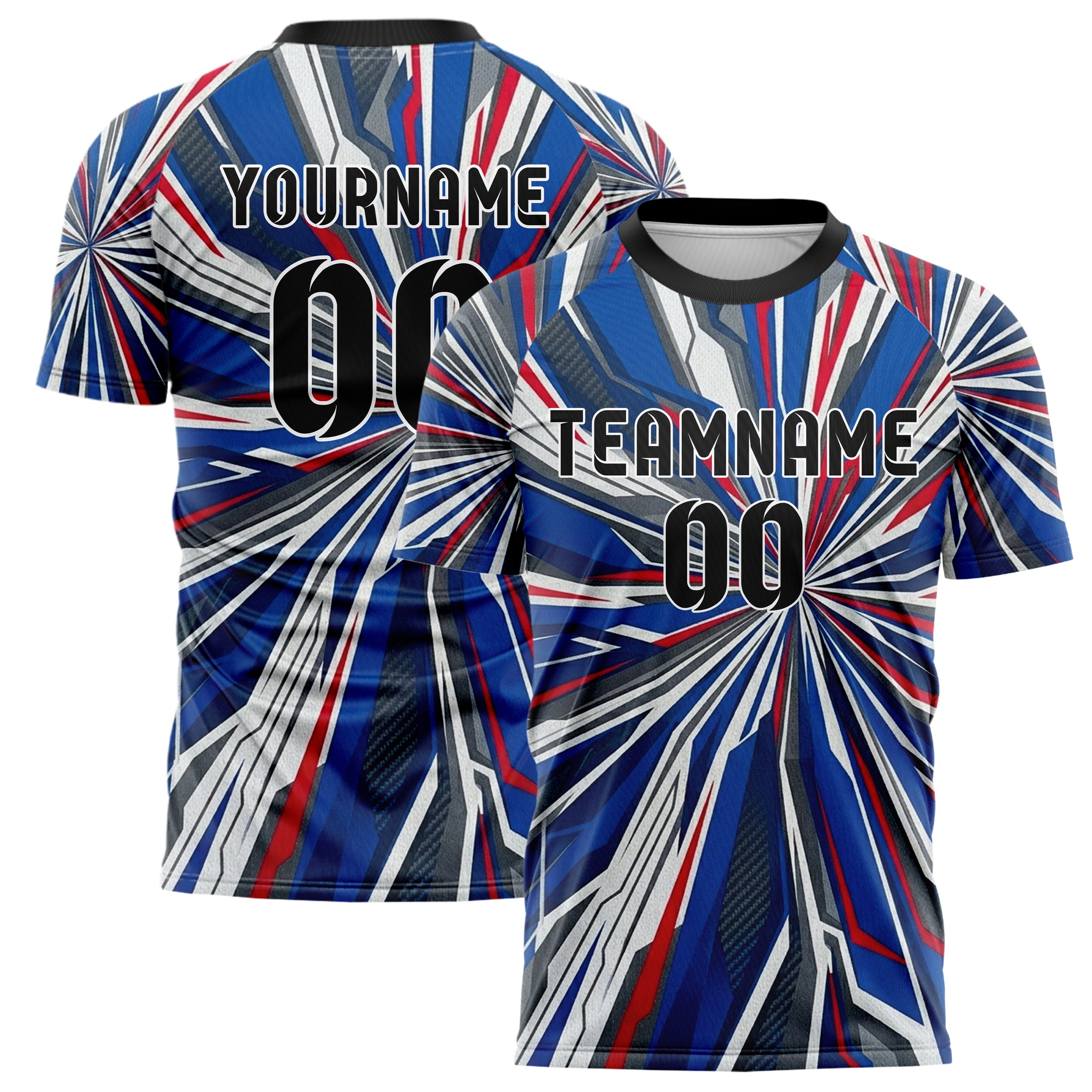 White Cobalt Crimson Charcoal Endurance Livery Blocks Custom Soccer Jersey