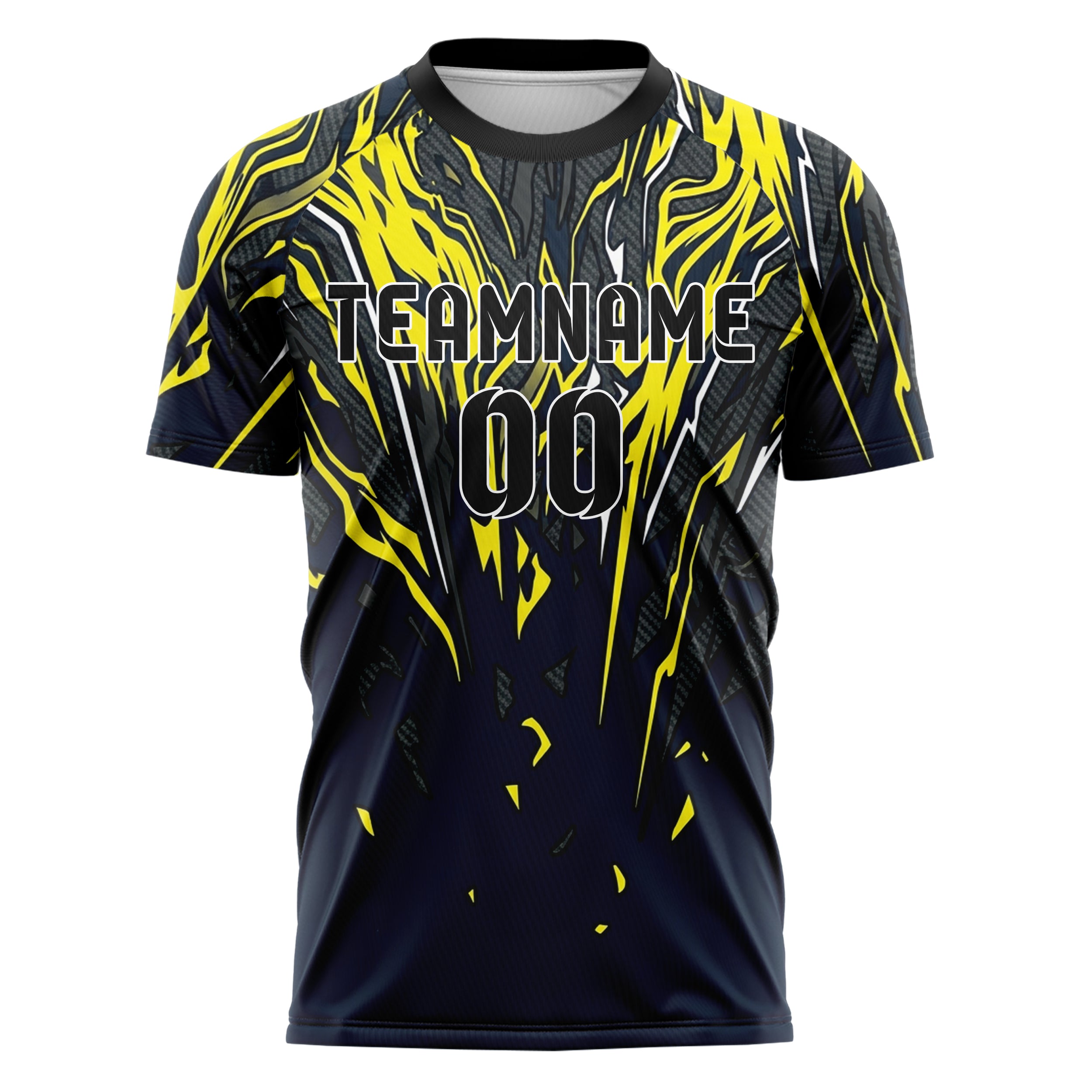 Navy Yellow White Graphite Heat Haze Burnout Custom Soccer Jersey