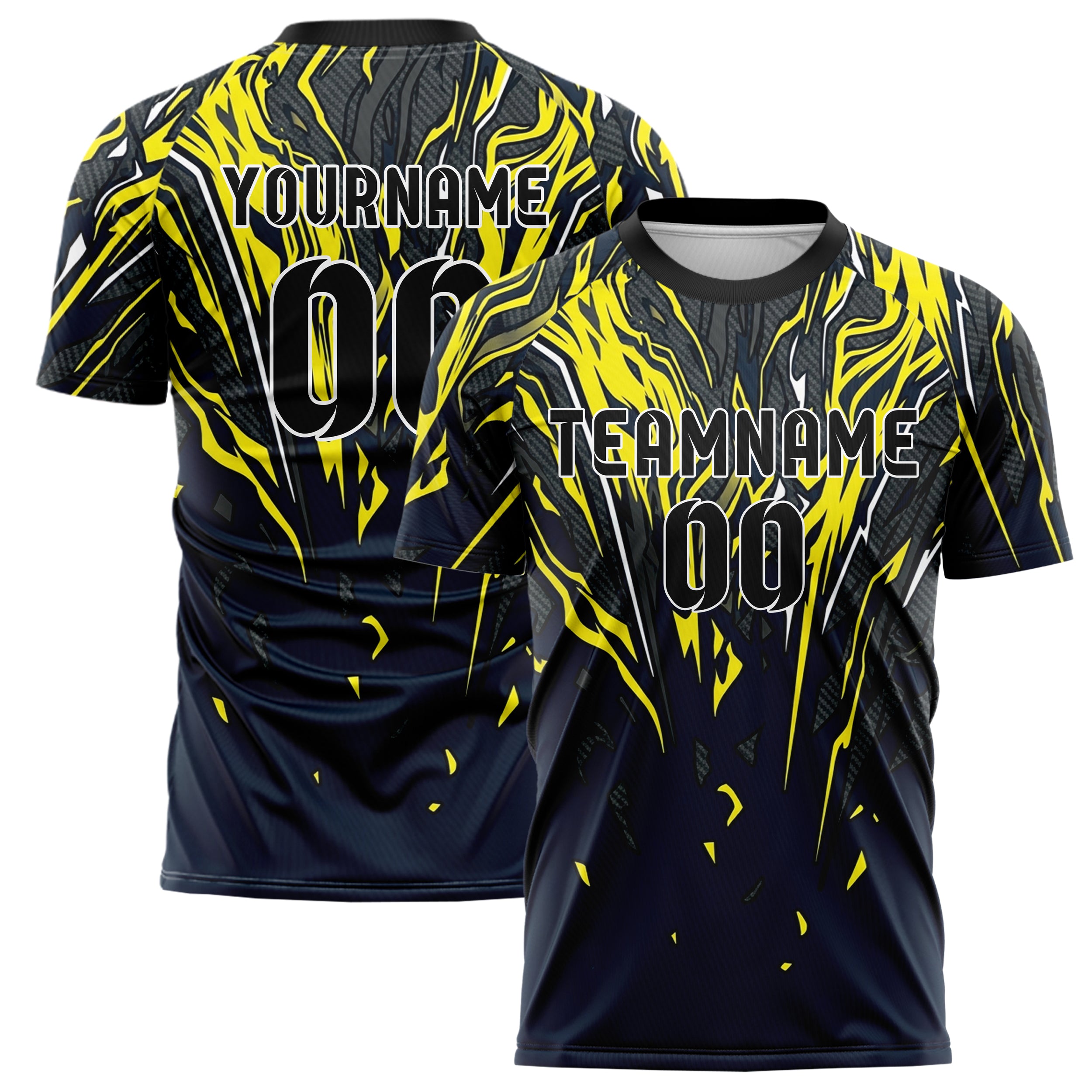 Navy Yellow White Graphite Heat Haze Burnout Custom Soccer Jersey