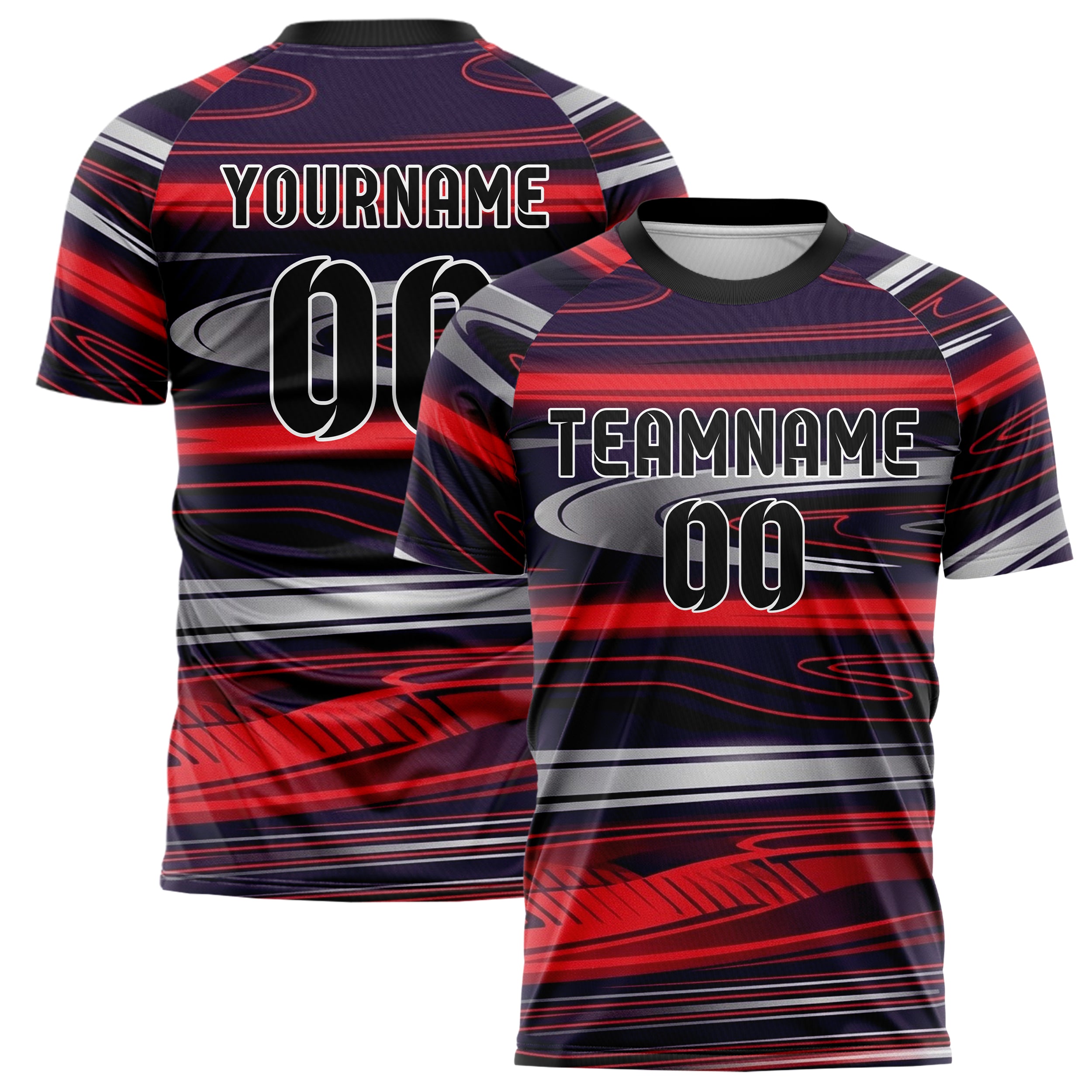 Midnight Purple Red Silver Black Night Circuit Neon Custom Soccer Jersey