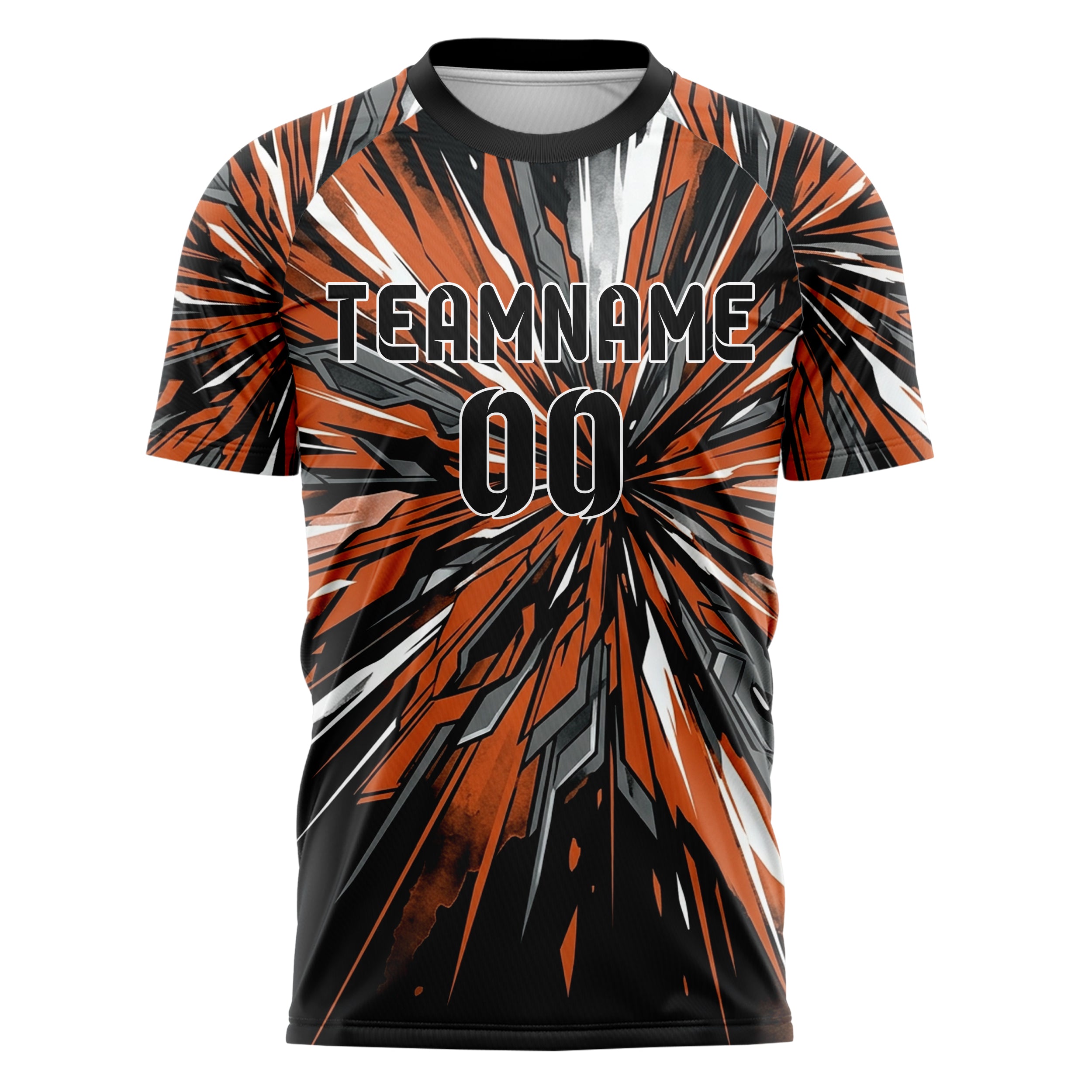 Black Orange White Gunmetal Rain Race Spray Custom Soccer Jersey