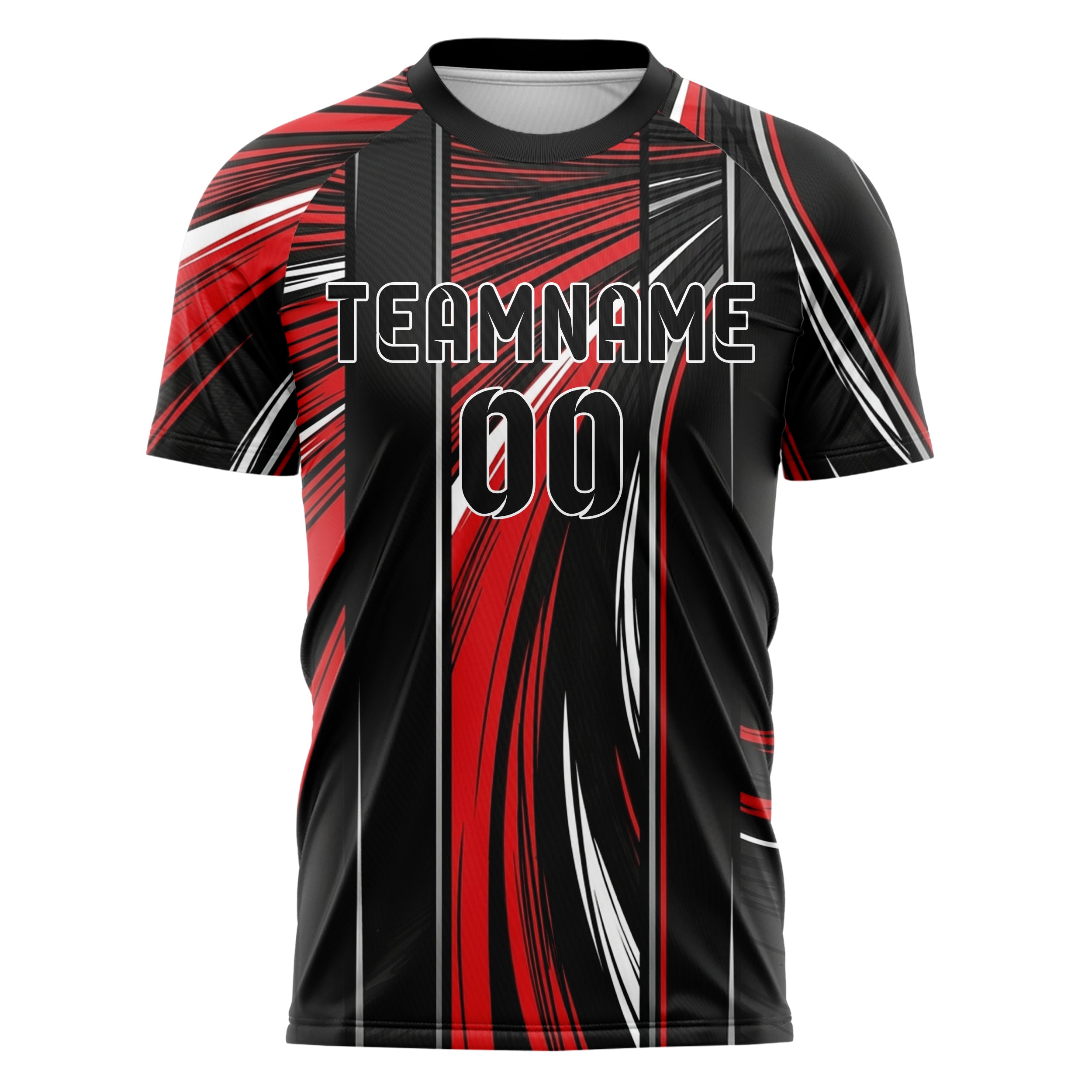 Black Red White Silver Apex Speed Lines Custom Soccer Jersey