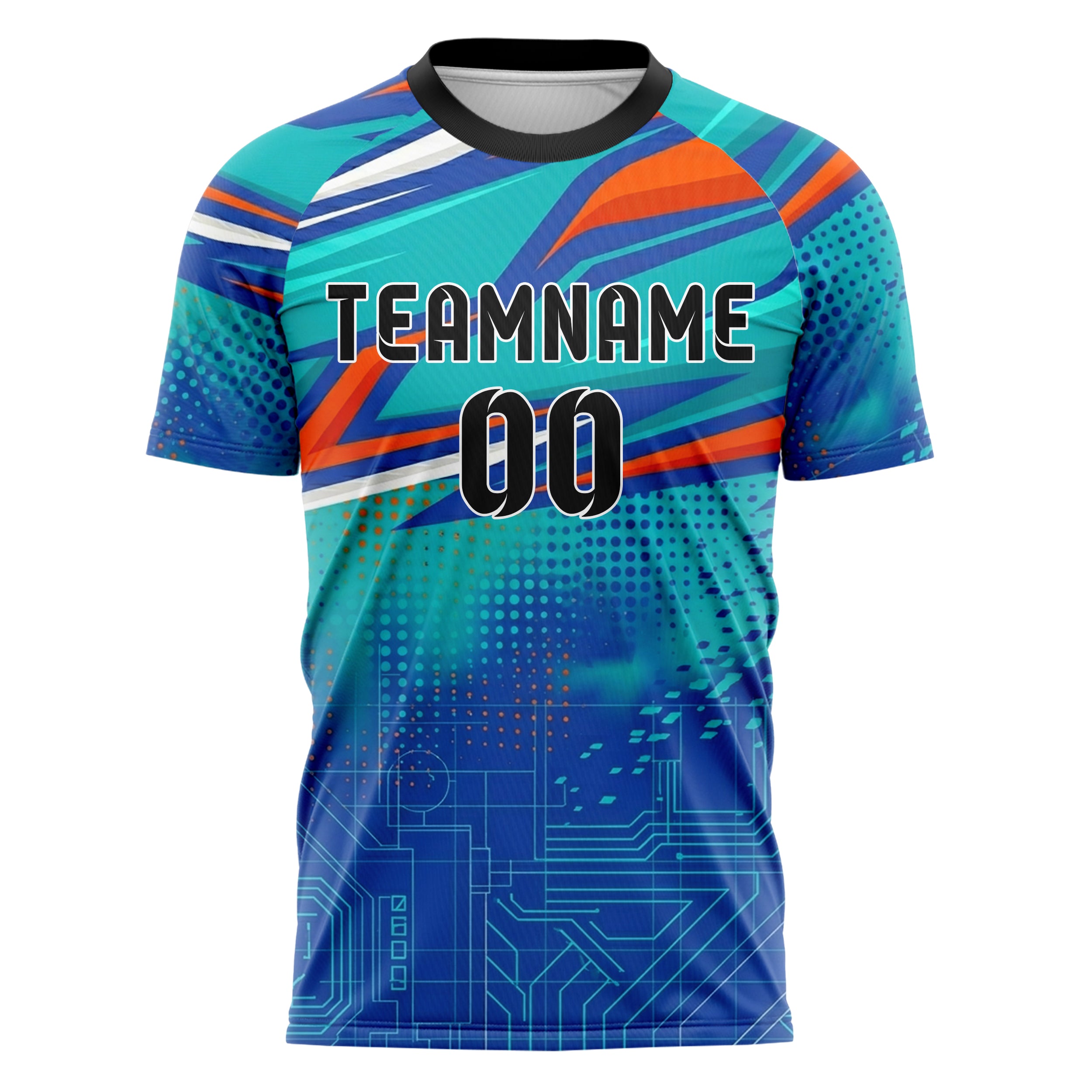 Royal Blue Teal Orange White Endurance Livery Blocks Custom Soccer Jersey