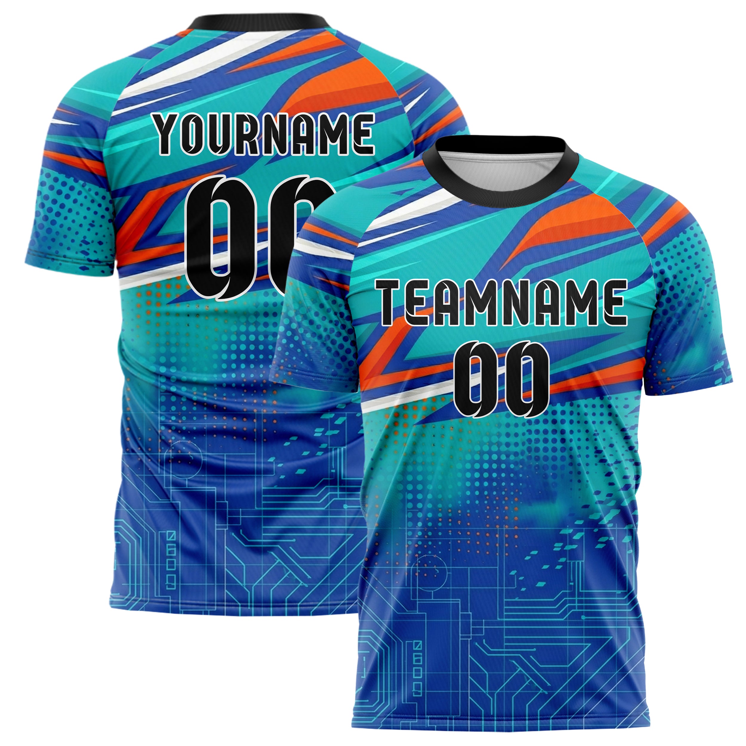 Royal Blue Teal Orange White Endurance Livery Blocks Custom Soccer Jersey