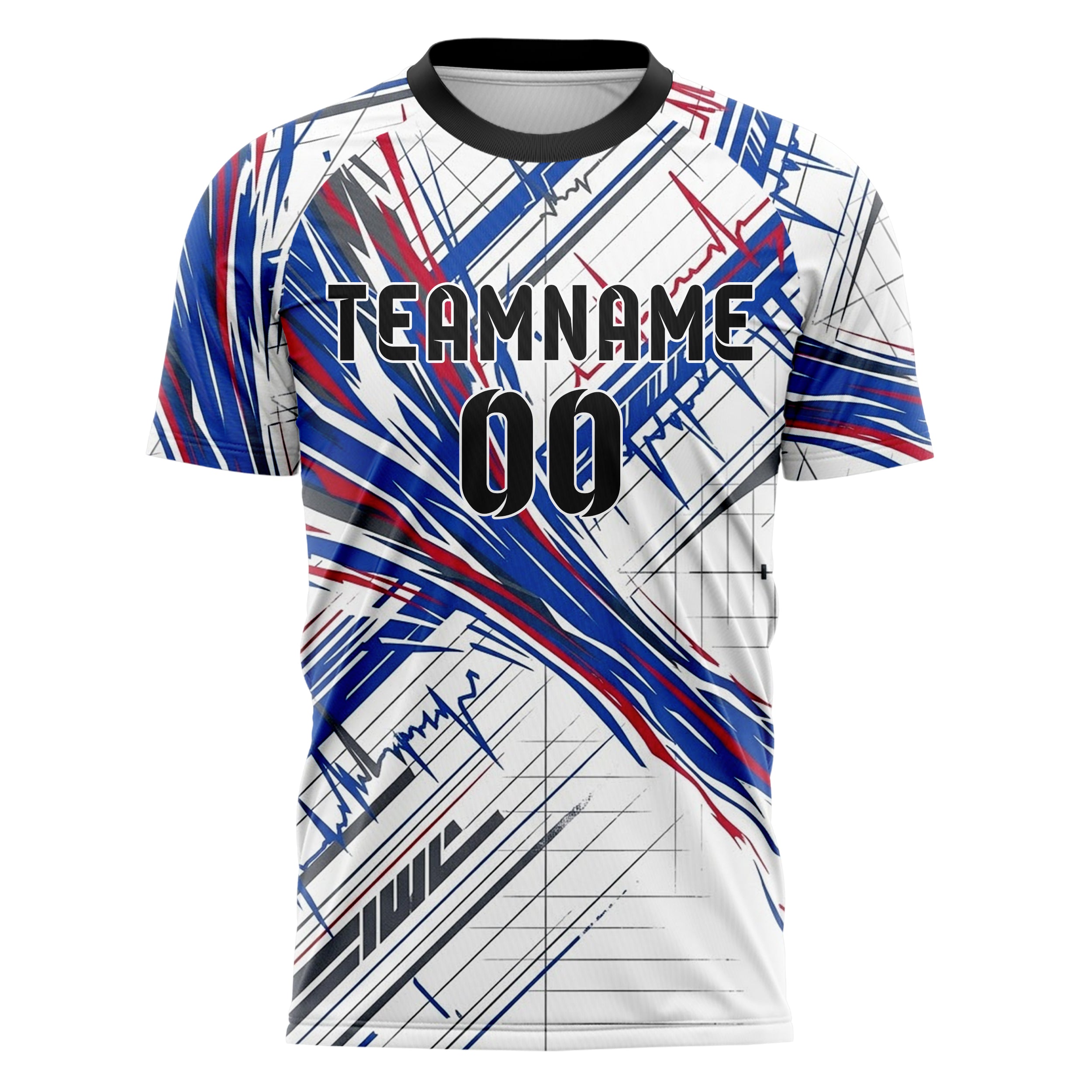 White Cobalt Crimson Charcoal Telemetry Pulse Grid Custom Soccer Jersey