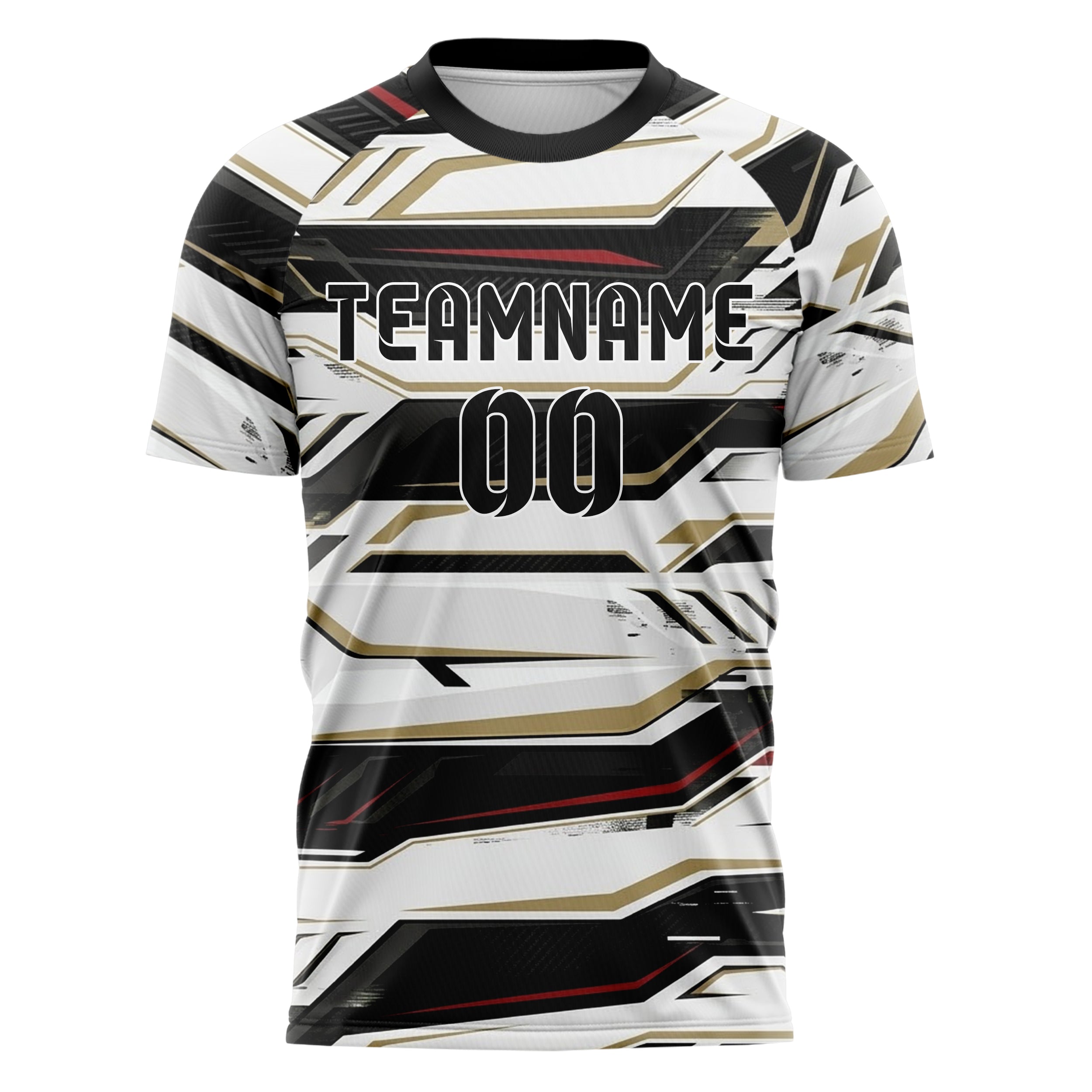 White Black Gold Red Carbon Aero Armor Custom Soccer Jersey