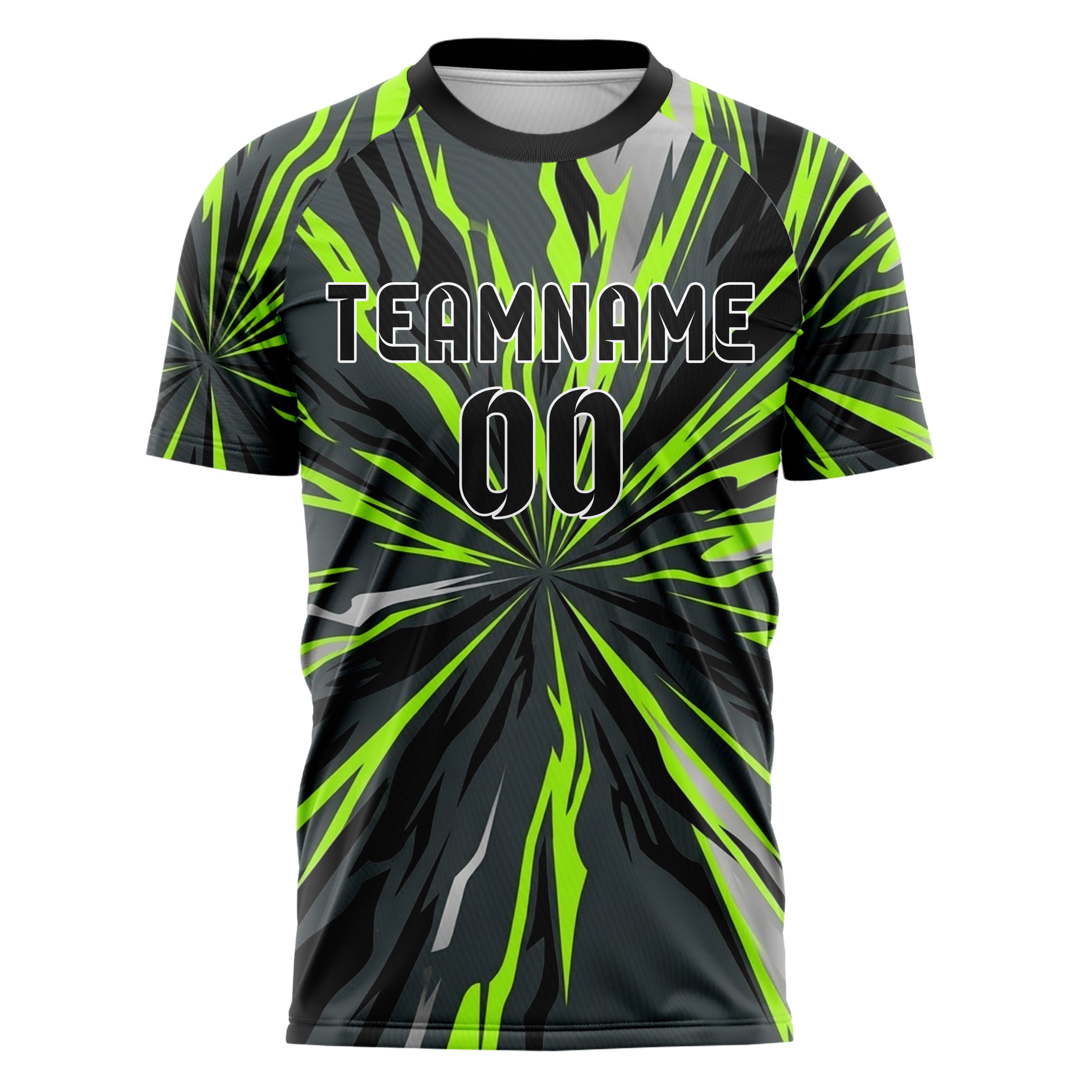 Carbon Acid Green Black Silver Heat Haze Burnout Custom Soccer Jersey