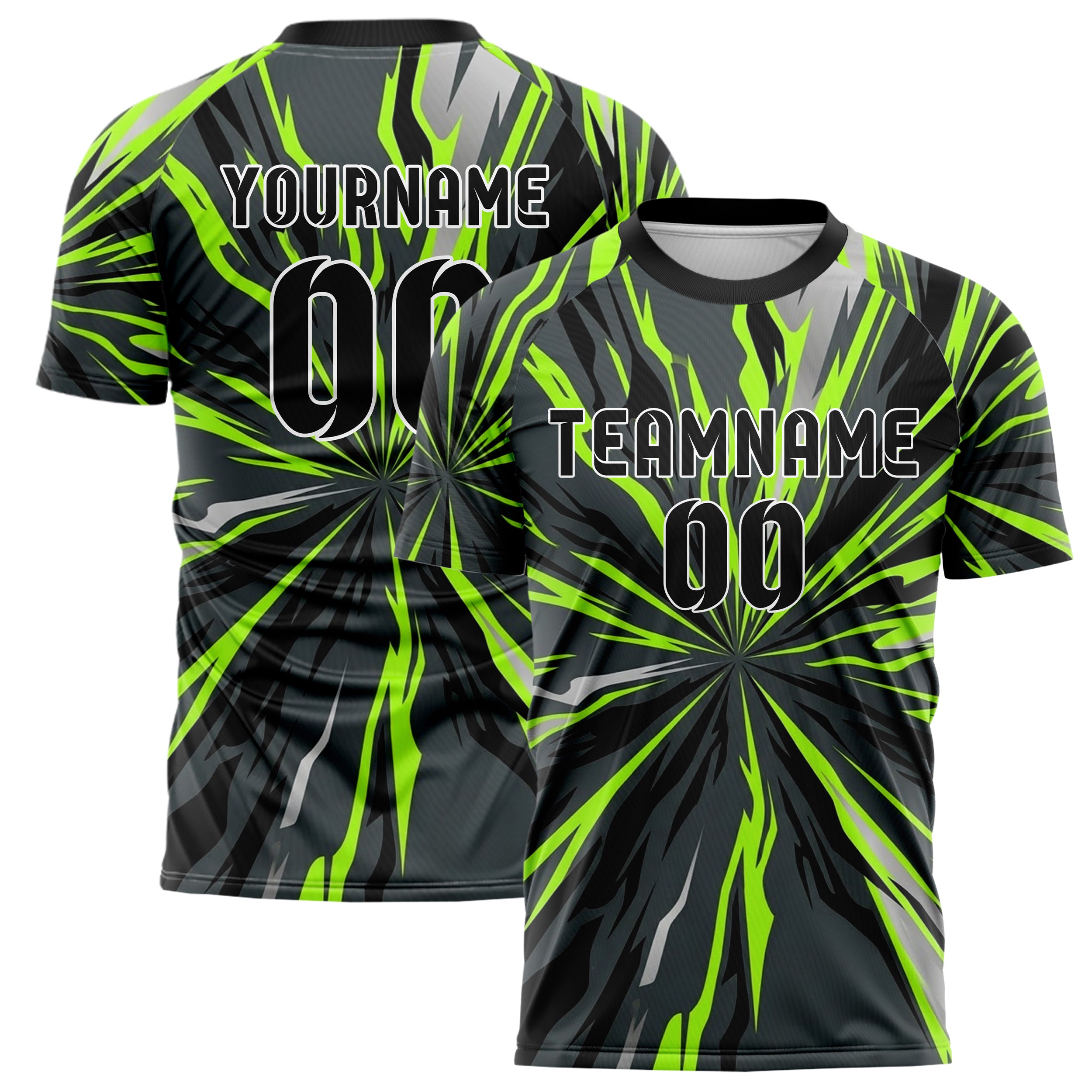 Carbon Acid Green Black Silver Heat Haze Burnout Custom Soccer Jersey