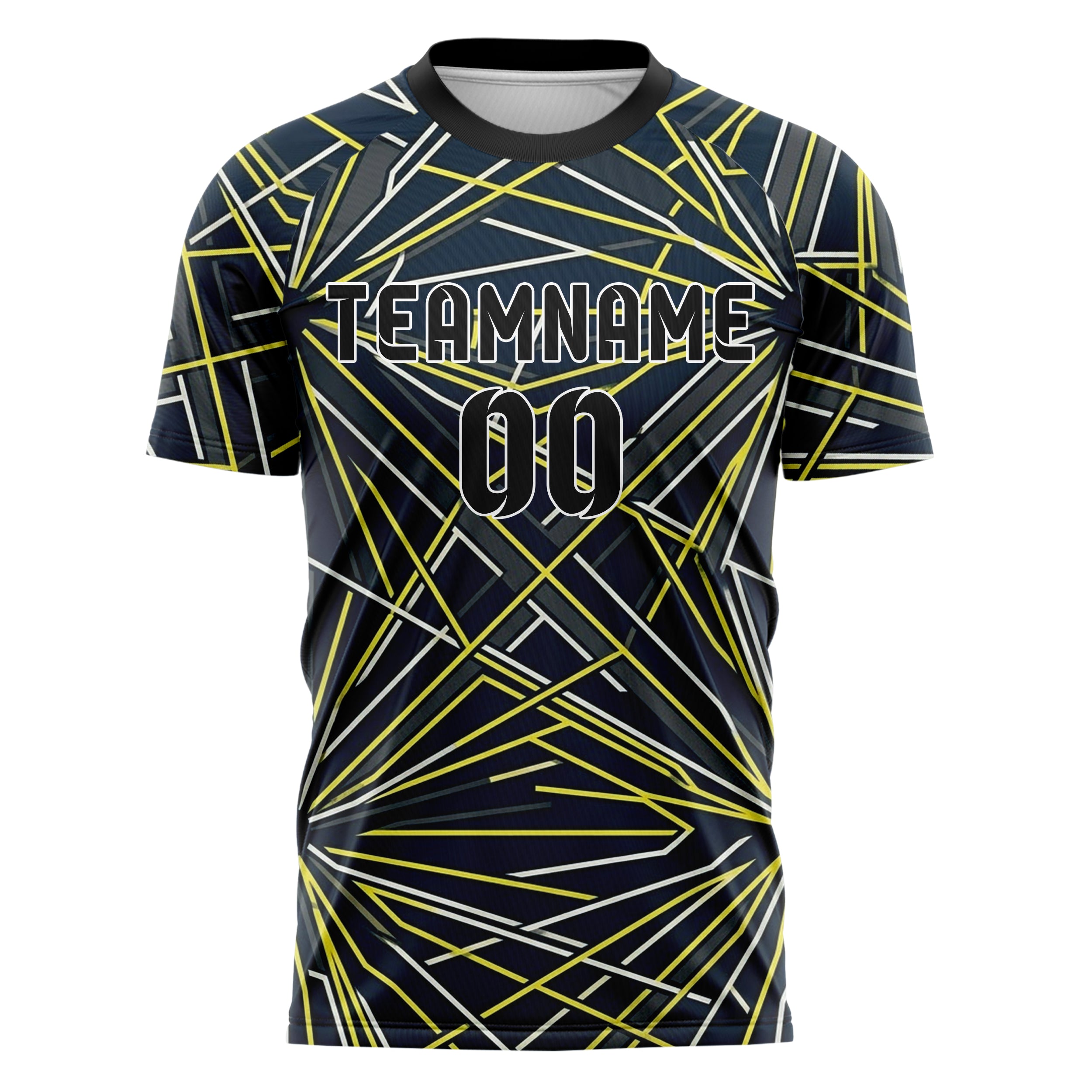 Navy Yellow White Graphite Pitlane Stripe Architecture Custom Soccer Jersey