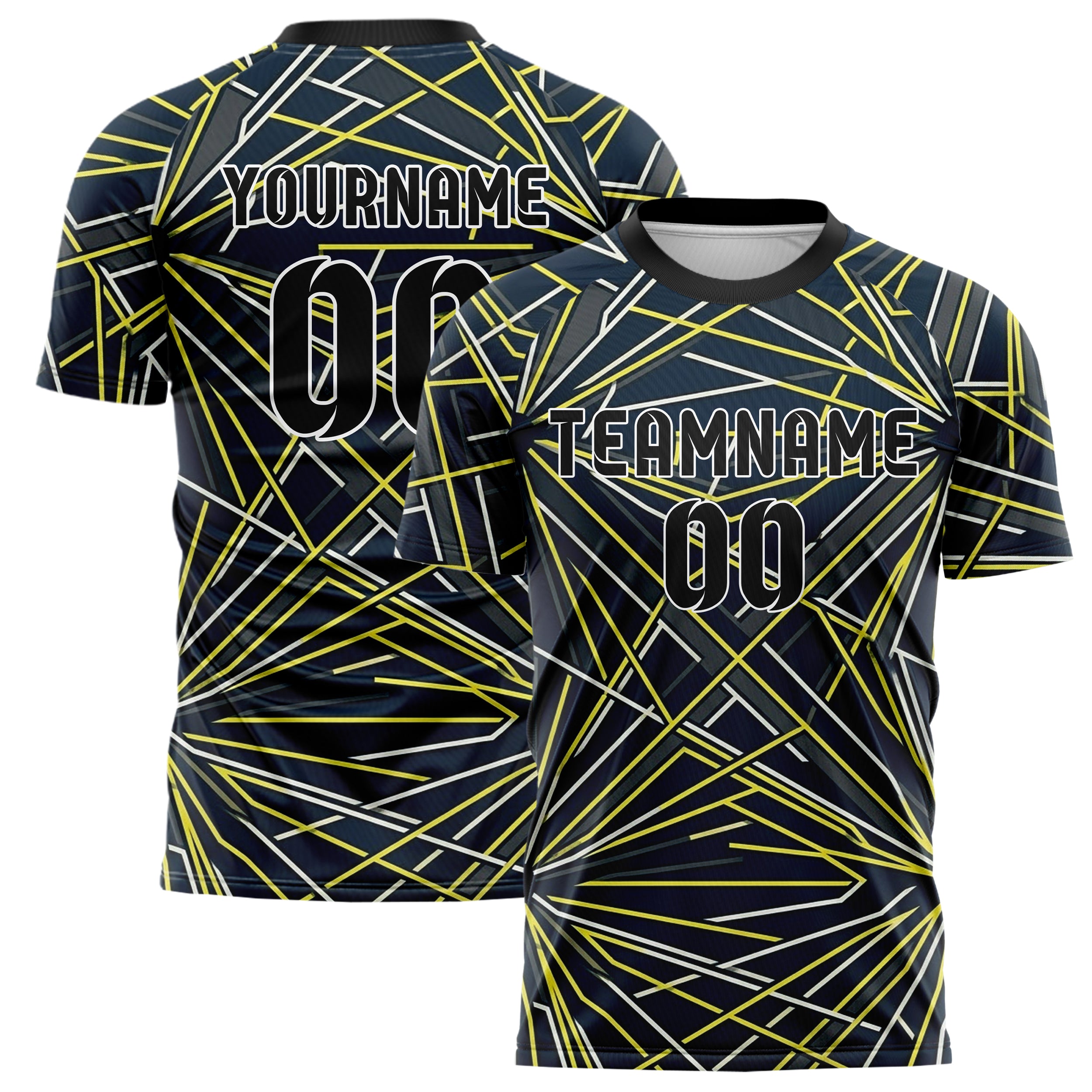 Navy Yellow White Graphite Pitlane Stripe Architecture Custom Soccer Jersey