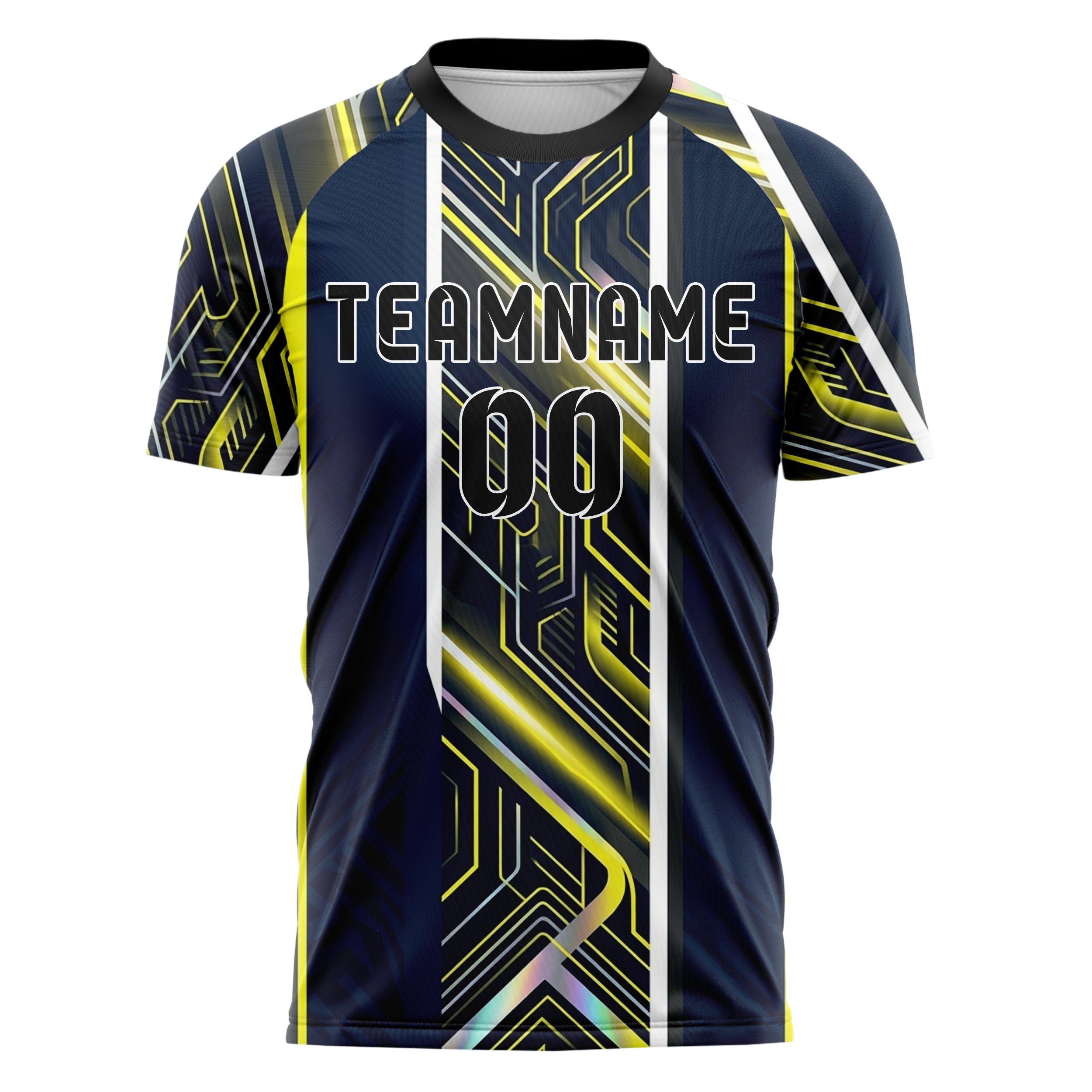 Navy Yellow White Graphite Night Circuit Neon Custom Soccer Jersey