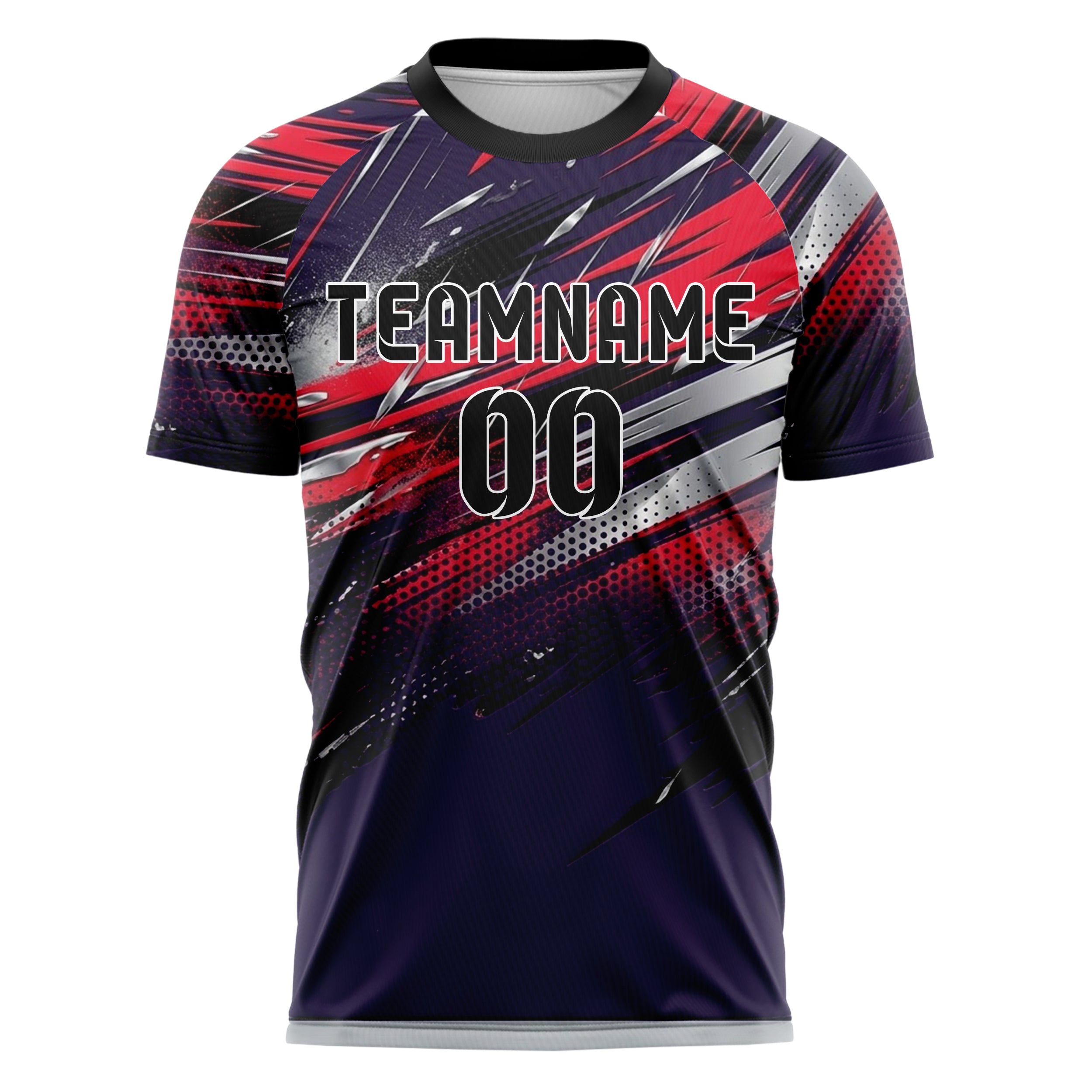 Midnight Purple Red Silver Black Rain Race Spray Custom Soccer Jersey