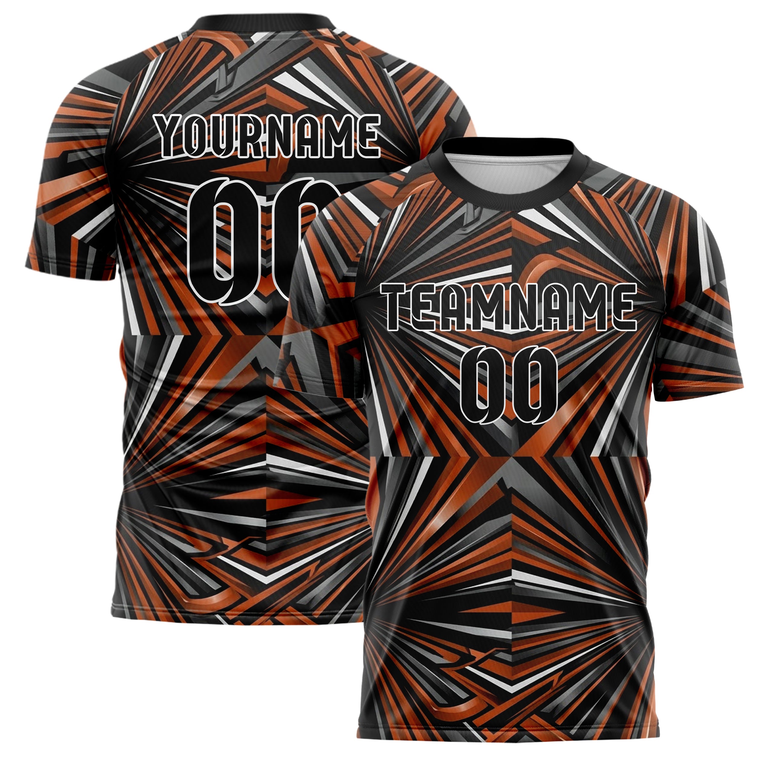 Black Orange White Gunmetal Apex Speed Lines Custom Soccer Jersey