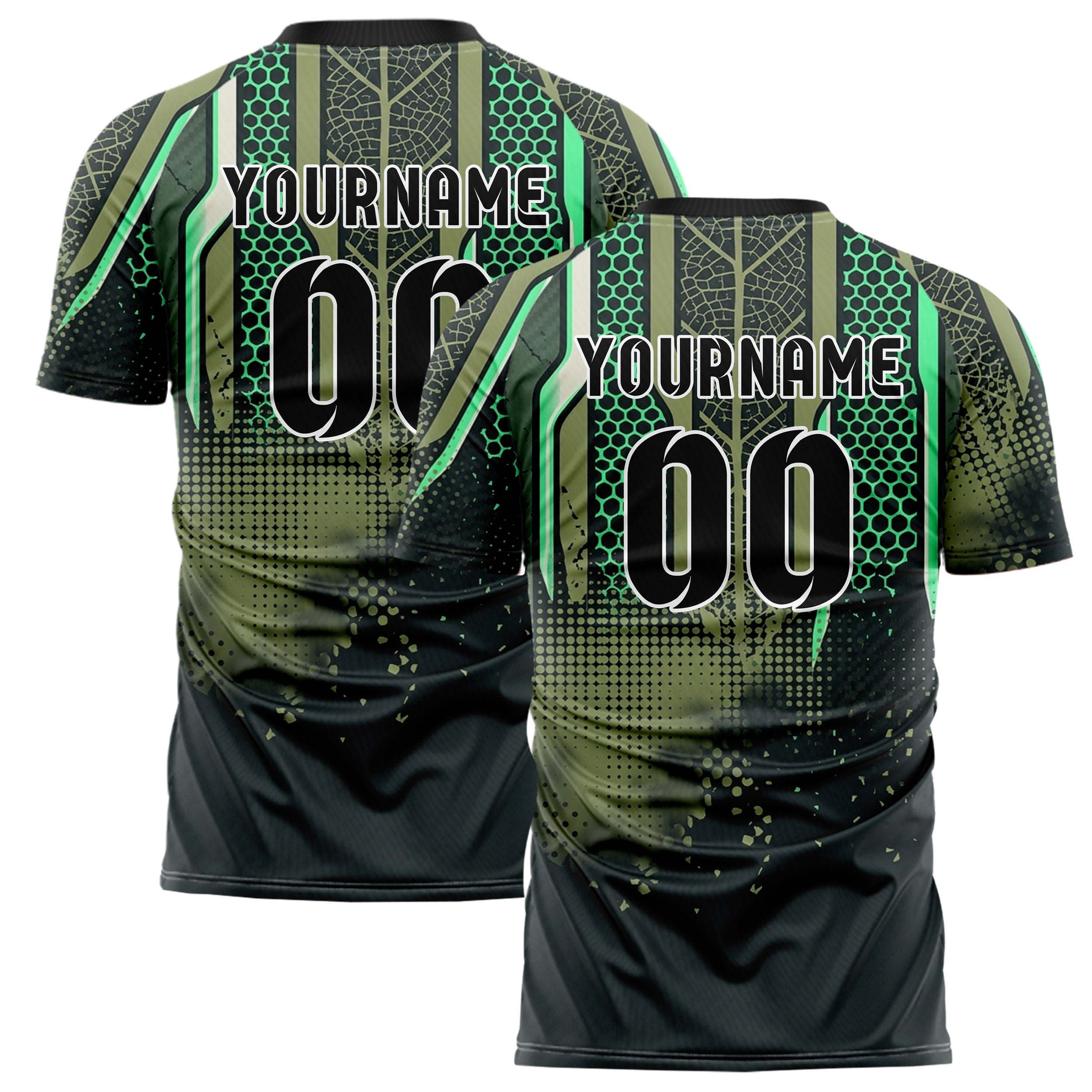 Charcoal Olive Jade Bone Botanical Exoskeleton Bands Custom Soccer Jersey