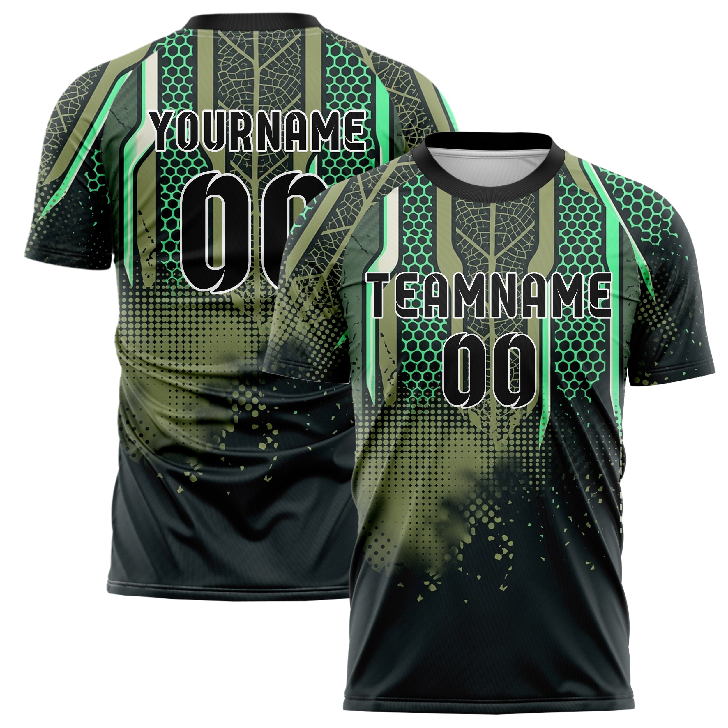 Charcoal Olive Jade Bone Botanical Exoskeleton Bands Custom Soccer Jersey