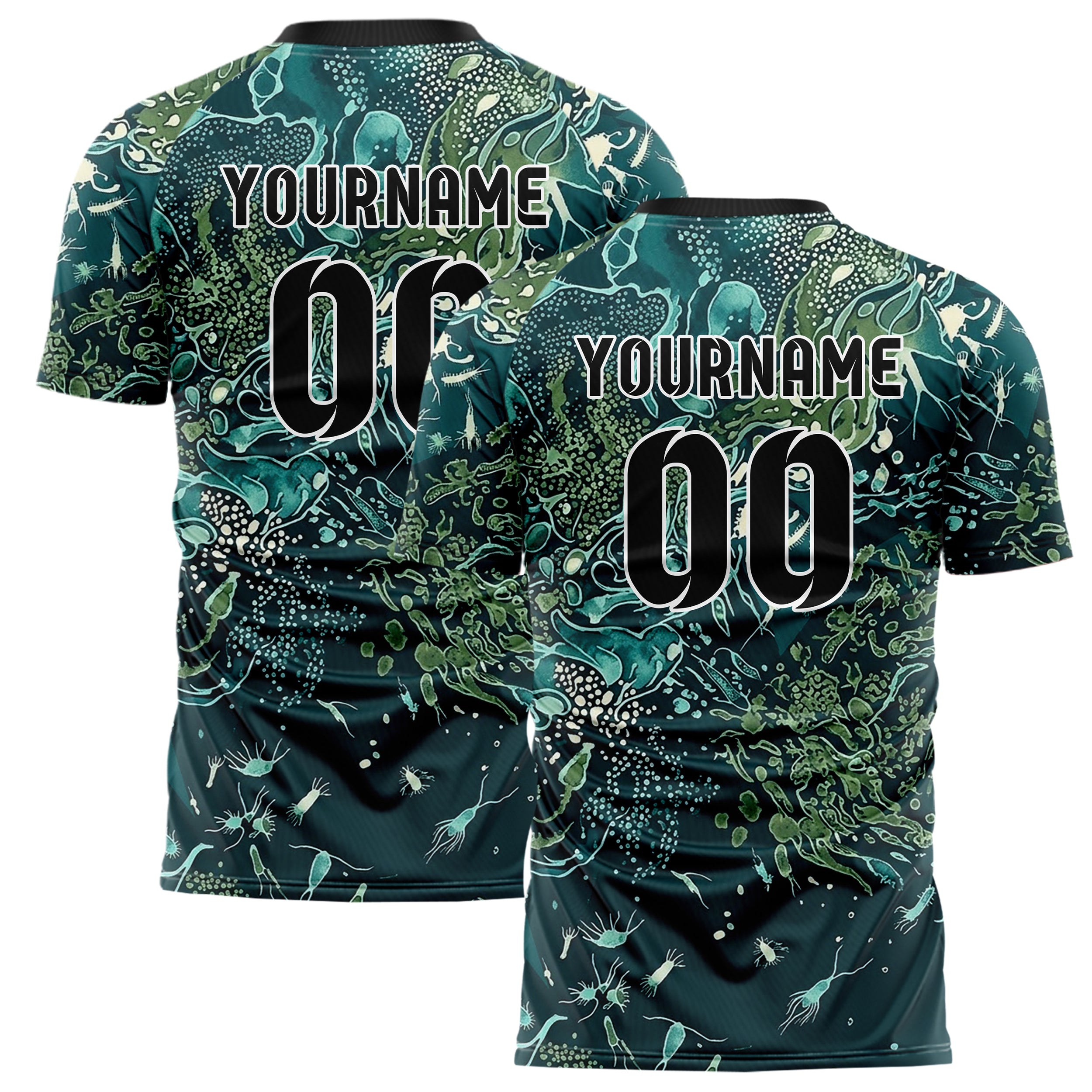 Midnight Teal Aqua Moss Cream Tidal Microlife Cloud Custom Soccer Jersey