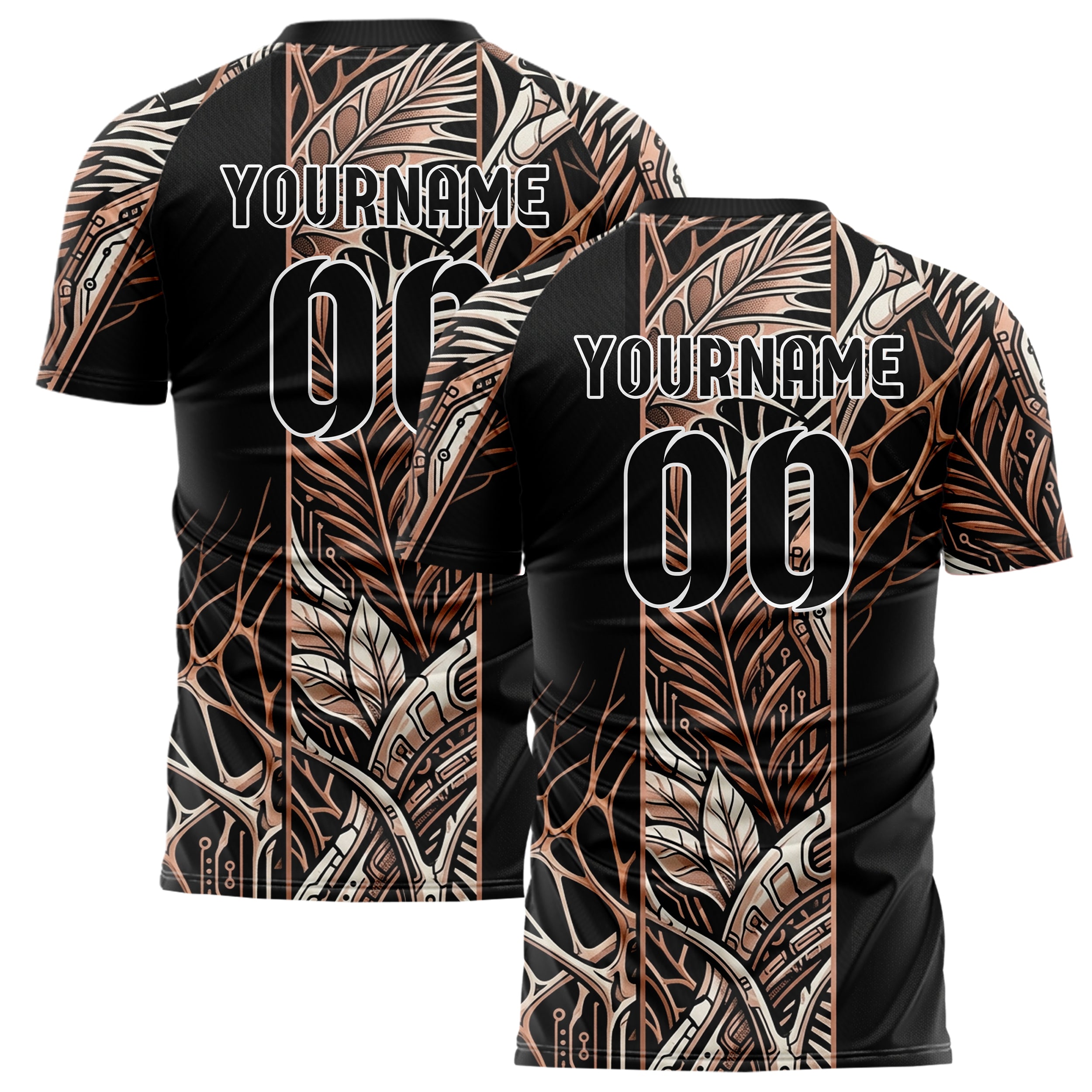 Black Rose Gold Copper Bone Biomechanical Canopy Grid Custom Soccer Jersey