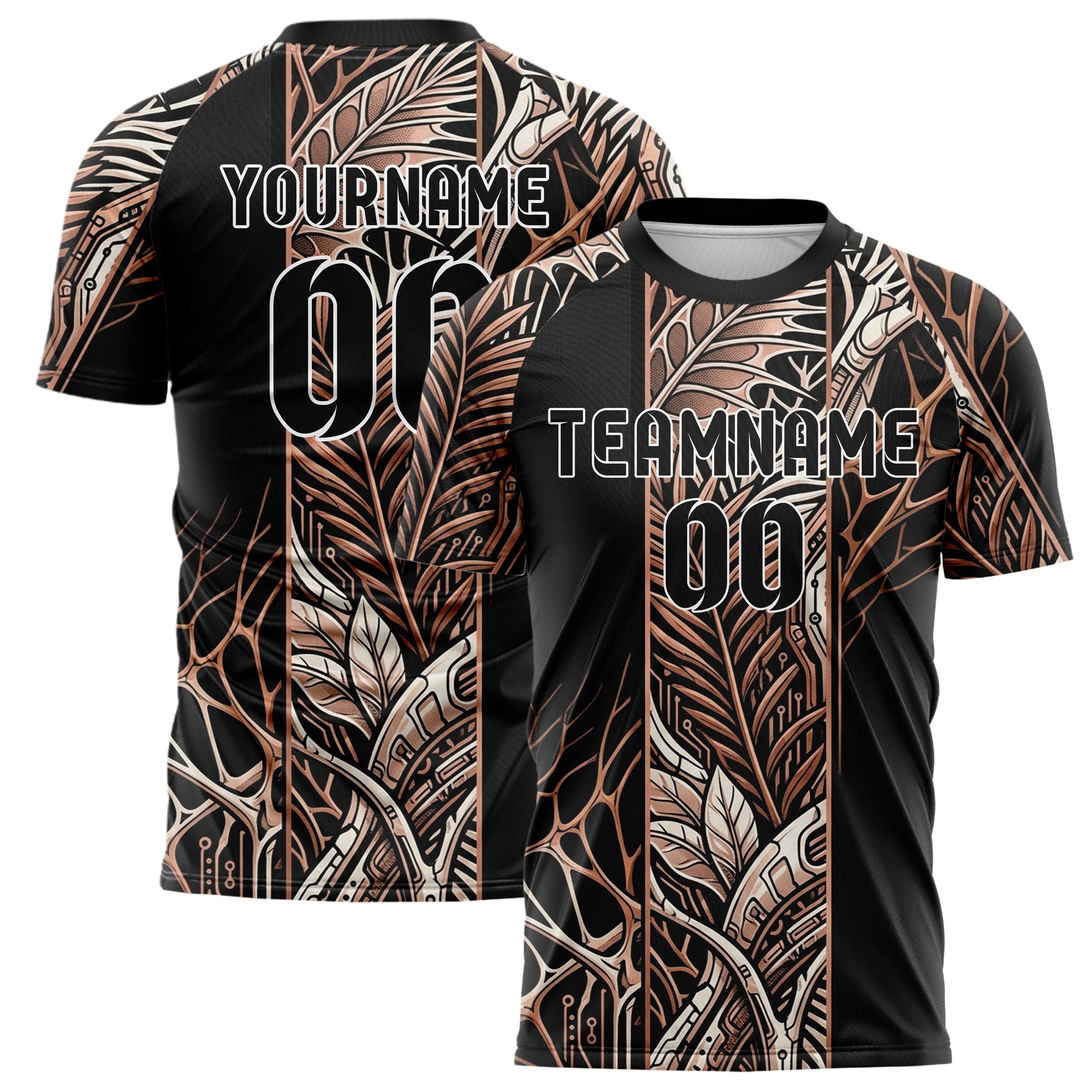 Black Rose Gold Copper Bone Biomechanical Canopy Grid Custom Soccer Jersey