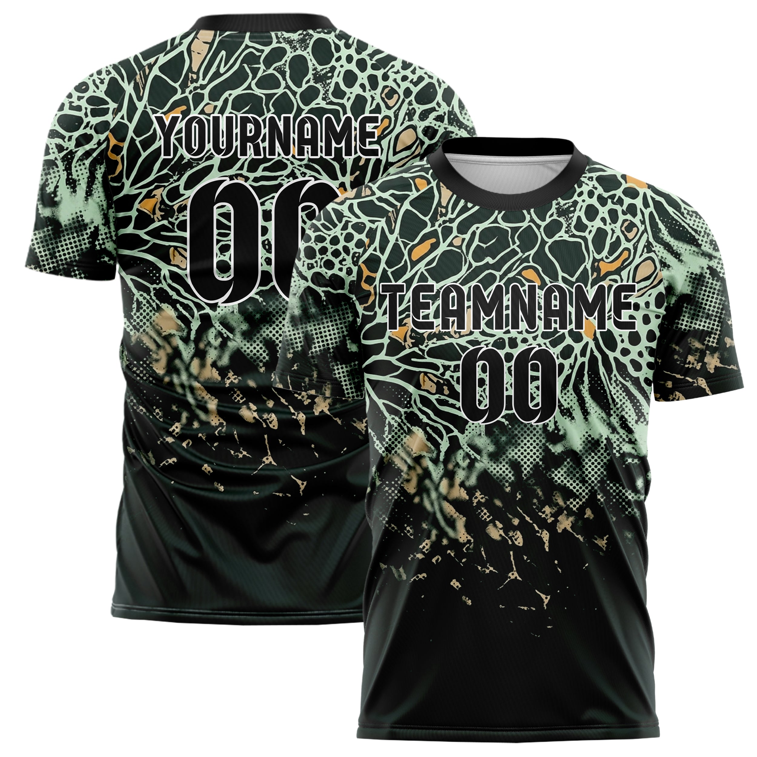Forest Black Mint Sand Amber Coral Membrane Fracture Custom Soccer Jersey